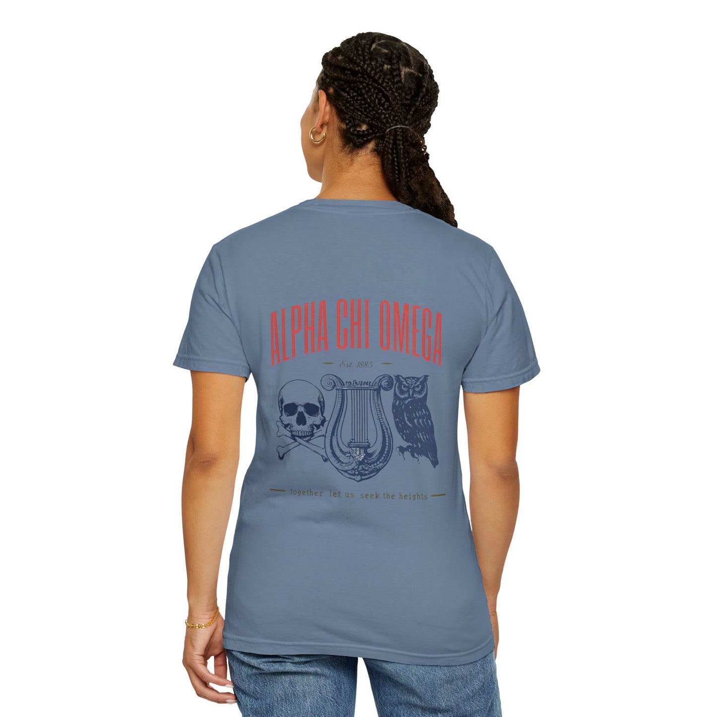 Alpha Chi Omega Garment-Dyed T-shirt, Unisex College Apparel, Sorority Shirt, Graduation Gift, Vintage Style Tee