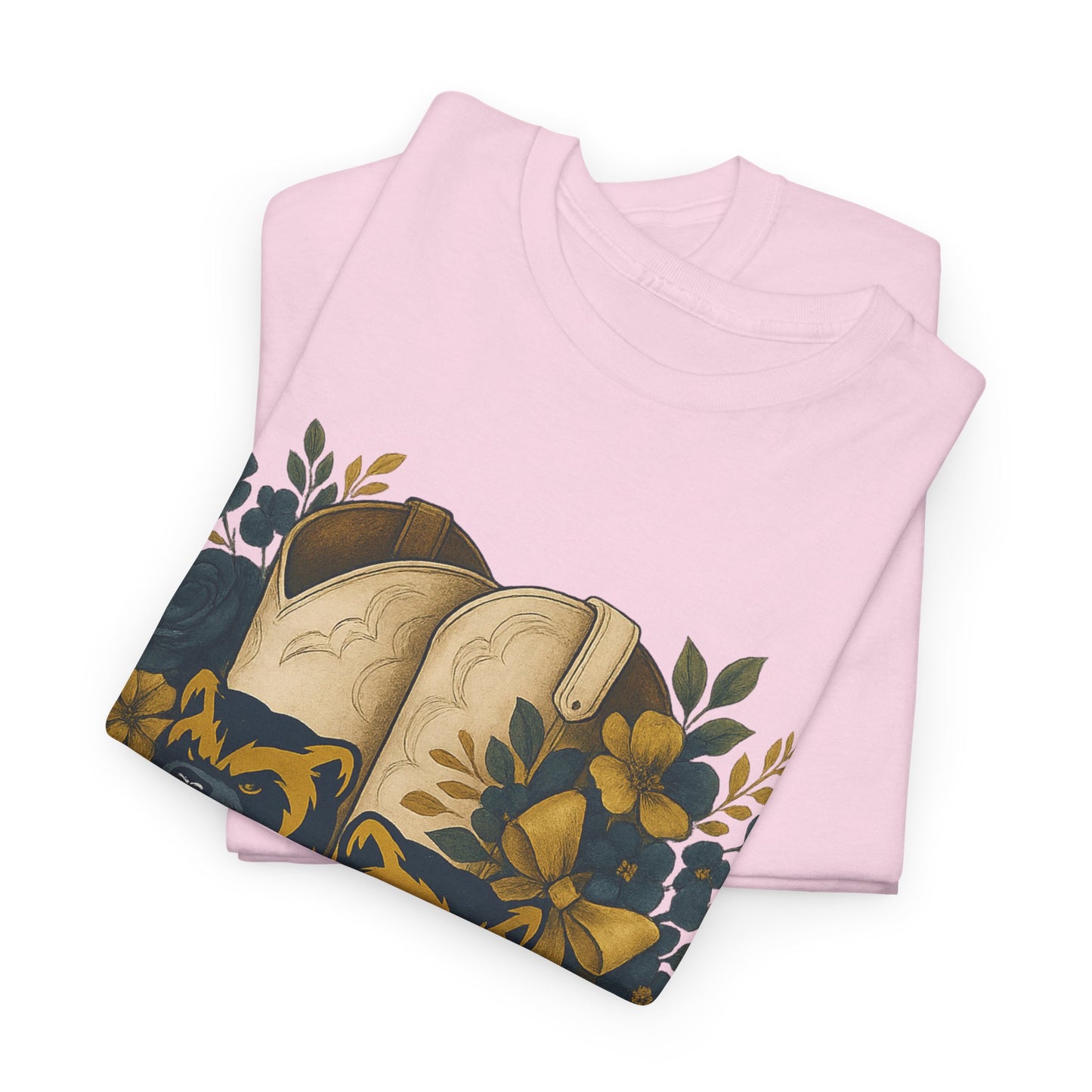 Graphic Tee - Michigan Wolverines Maize and Blue Country Chic Floral Cowboy Boots Vintage Style Shirt