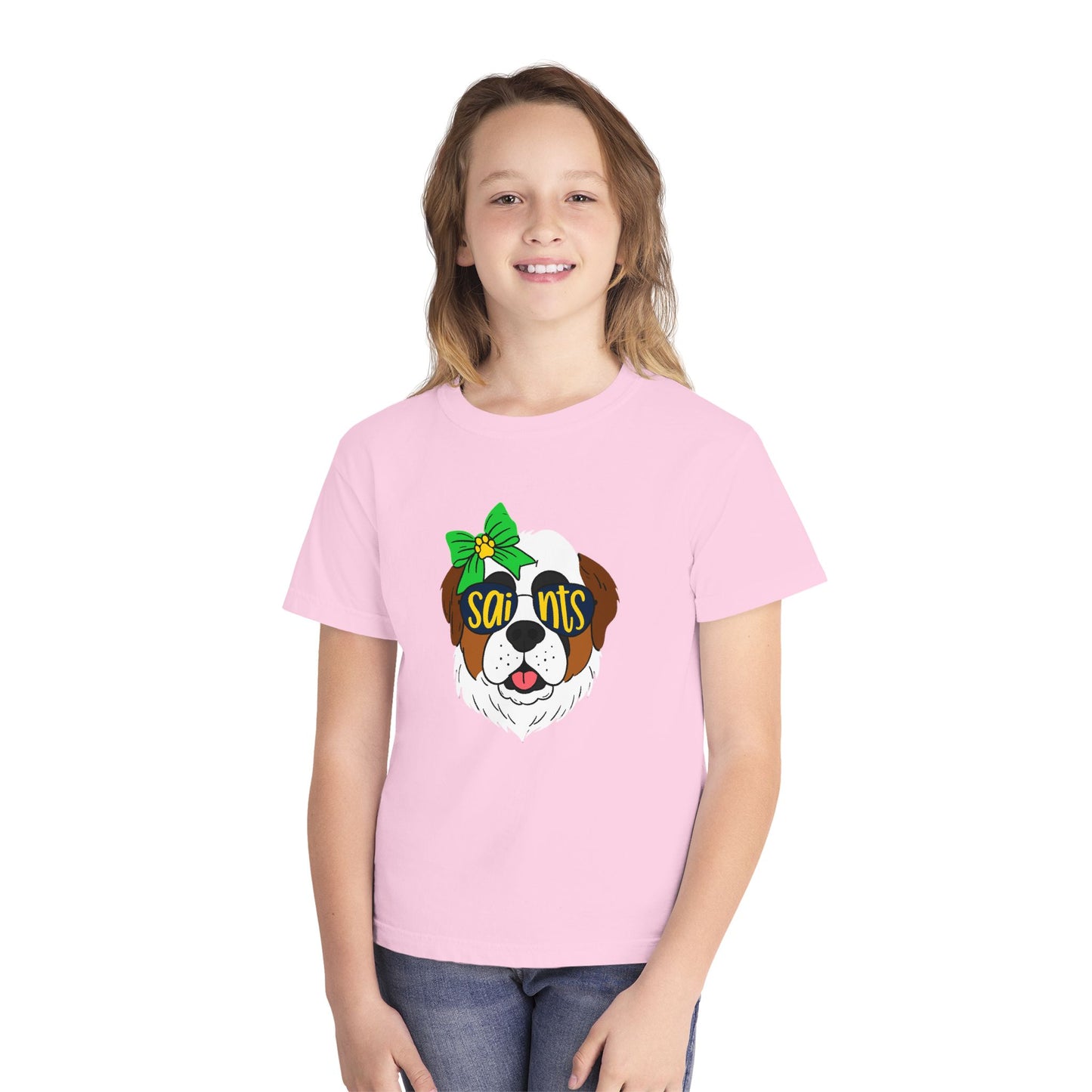 Saints Dog Youth Tee, Cute Puppy T-Shirt, Pet Lover Gift, Casual Wear, Birthday, Family Reunion, Dog Show