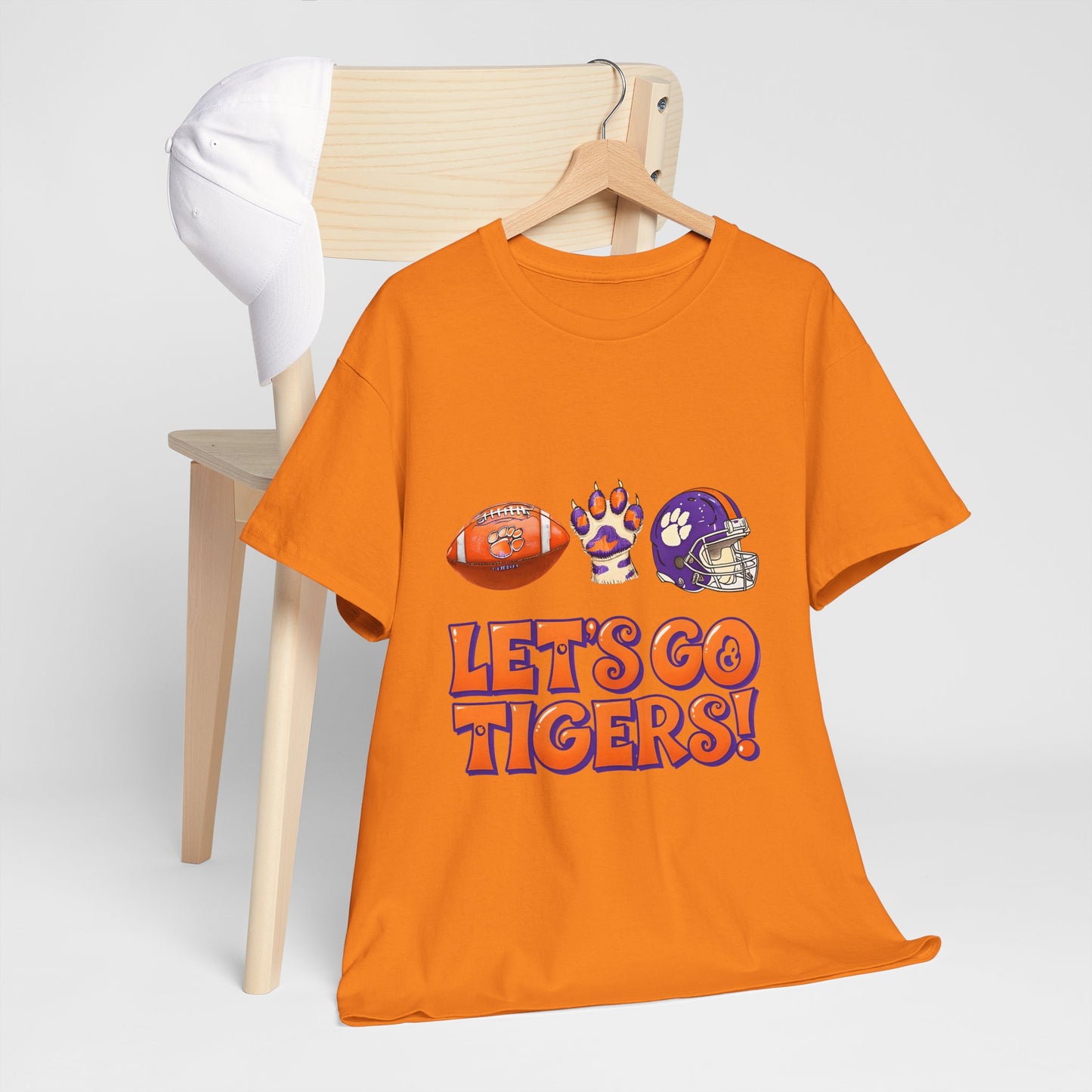 Unisex Heavy Cotton Tee - Let's Go Tigers! Sports Fan Tee, Game Day Shirt, Tailgate Apparel, Team Pride Top, College Football Gear