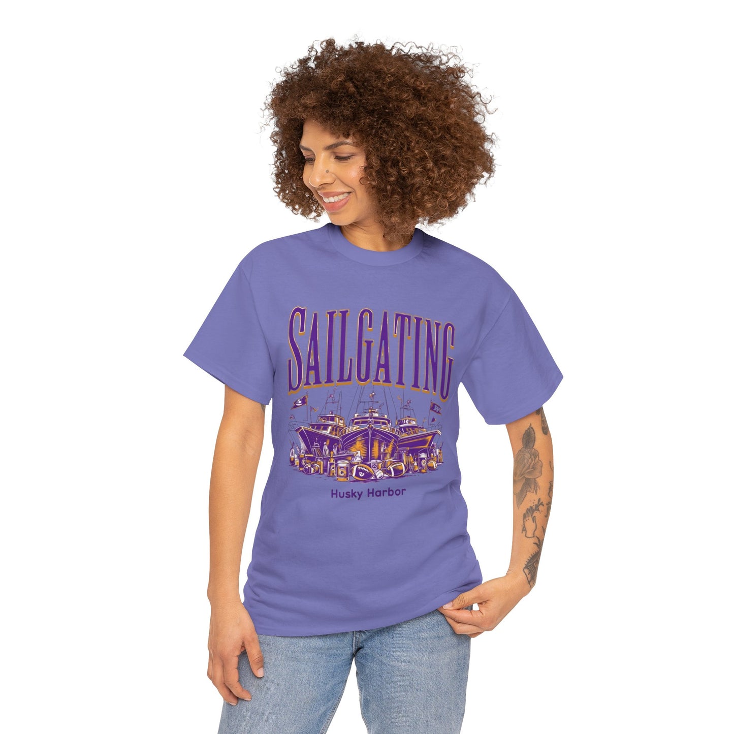 Sailgating Tee - Washington Huskies Unisex Heavy Cotton Shirt
