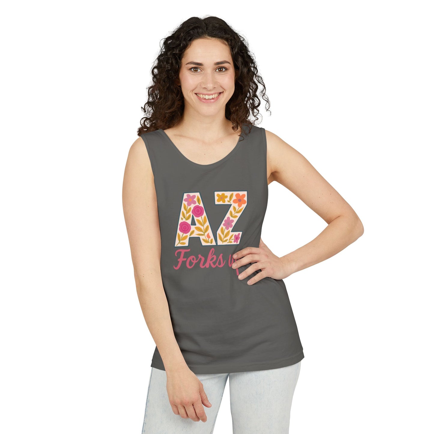 AZ Tank Top - AZ Forks Up Apparel, Summer Wear, Vacation Top, Travel Essentials, Gifts for Arizonans, Sun devils, comfort colors, graduation gift