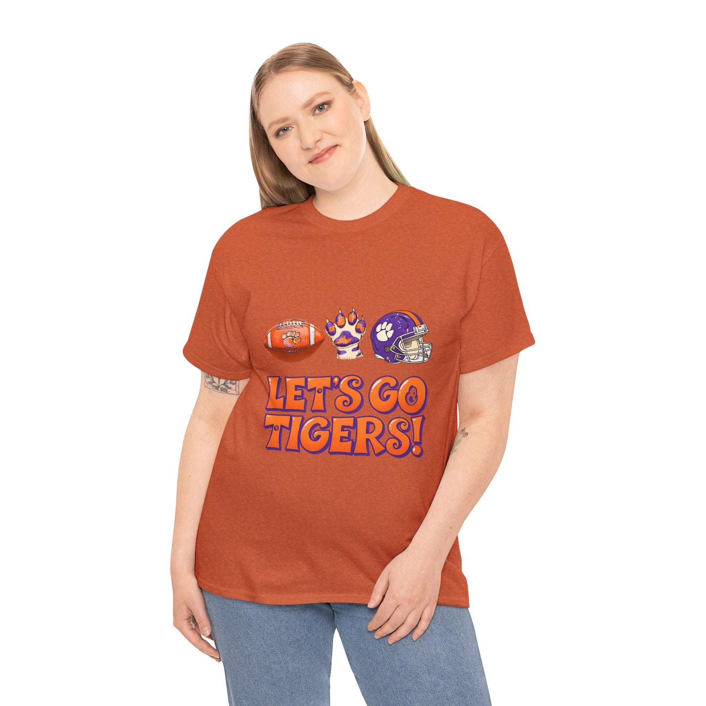 Unisex Heavy Cotton Tee - Let's Go Tigers! Sports Fan Tee, Game Day Shirt, Tailgate Apparel, Team Pride Top, College Football Gear