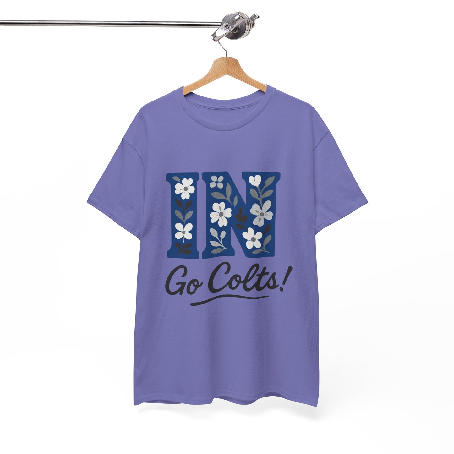 Floral Colts Tee | Unisex Heavy Cotton Tee for Sports Fans, Indiana Pride