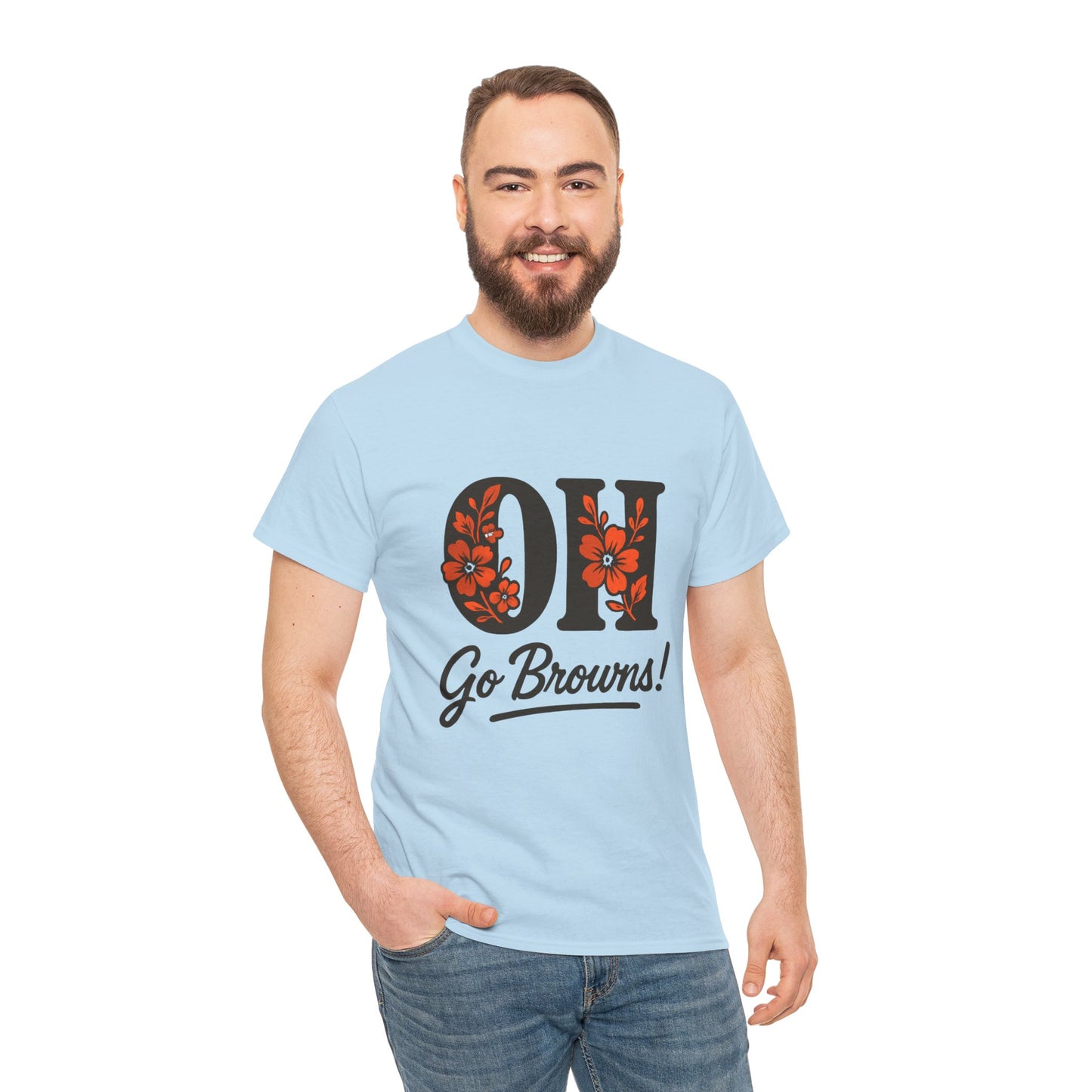 OH Go Browns Floral Unisex Tee, Fan Apparel, Game Day Shirt, Casual Wear, Gift for Sports Lovers