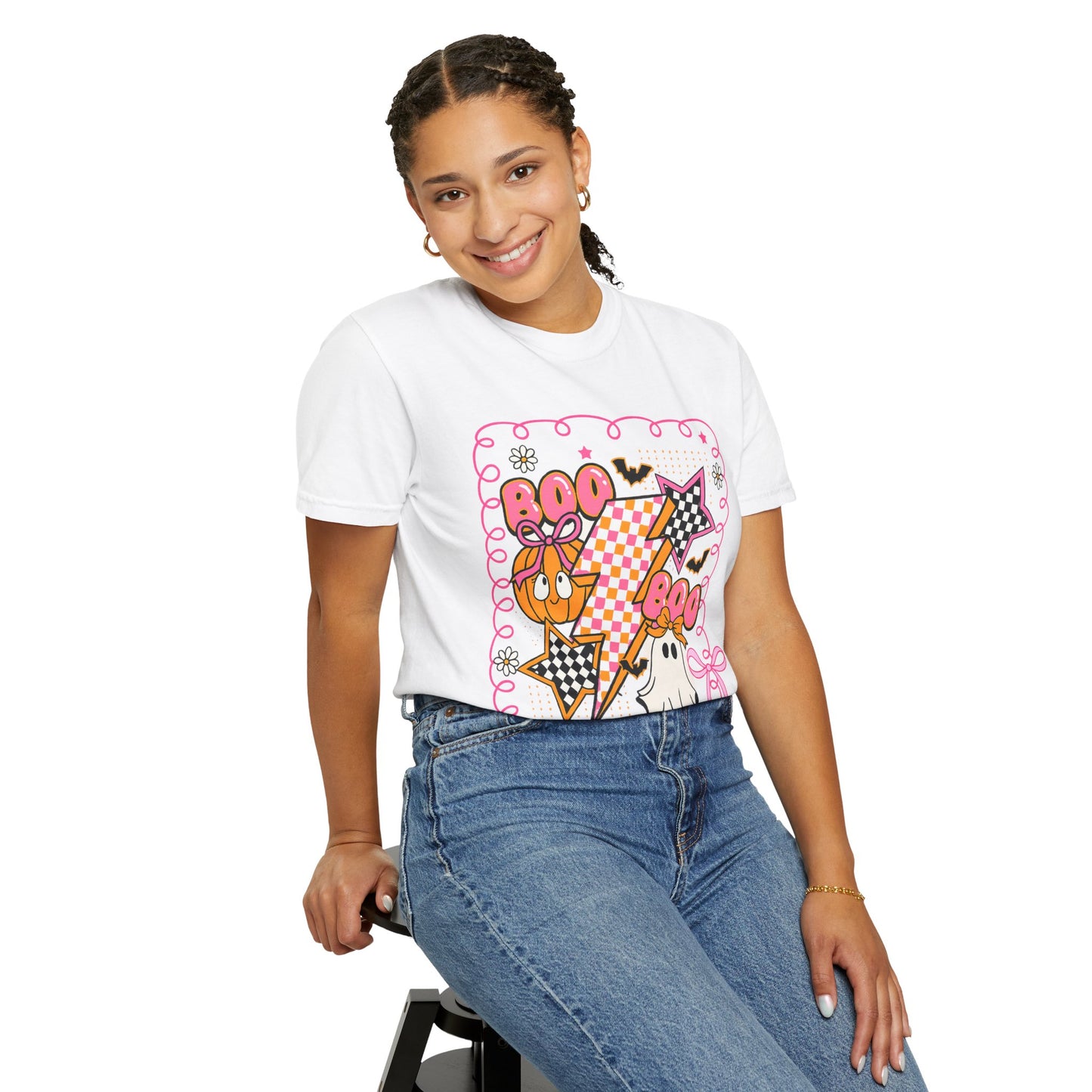 Retro Design Orange & Pink Unisex Halloween T-Shirt