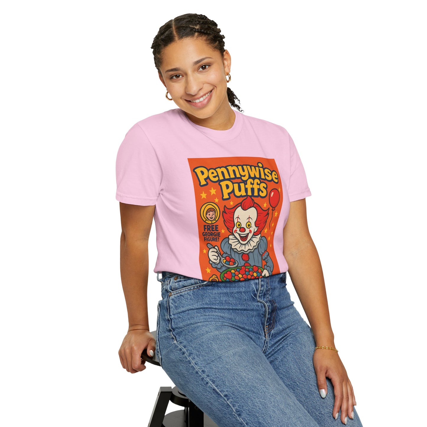 Pennywise Puffs T-Shirt | Unisex Graphic Tee for Horror Fans, Perfect for Halloween, Movie Nights, Gifts, Cosplay