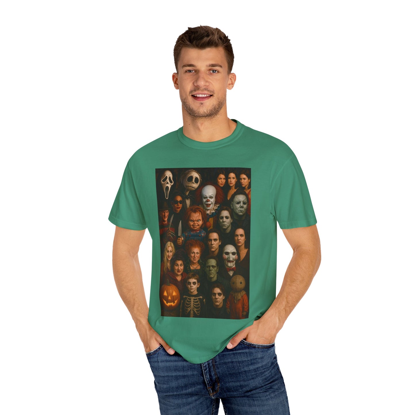 Spooky Halloween T-Shirt | Unisex Garment-Dyed Tee Featuring Iconic Horror Movie Characters, Perfect for Halloween Parties, Horror [...]