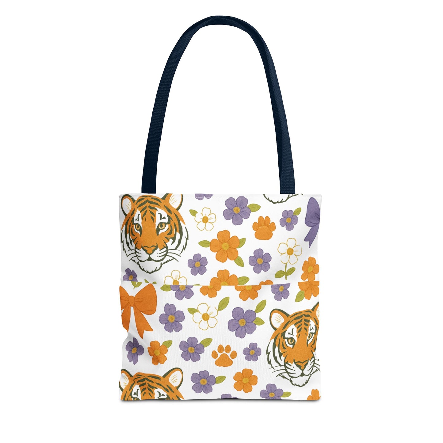 Whimsical Tiger Floral Tote Bag - Clemson Fan Gift, Graduation Gift, Alumni Gift, Cute Eco-Friendly Shopping Bag, Beach Bag, Gift for Animal Lovers, Spring & Summer Accessory
