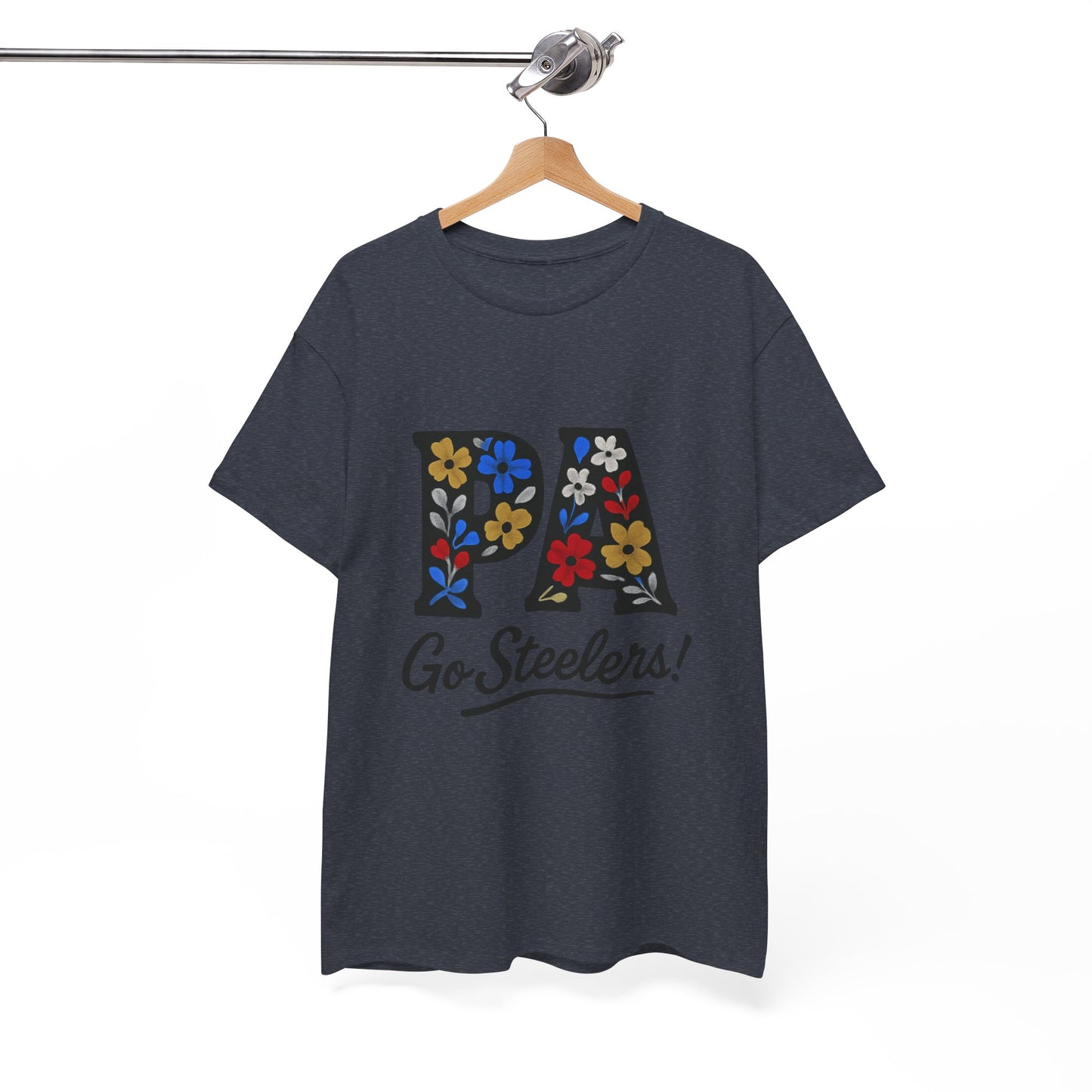 Sports Fan Tee - Floral PA Go Steelers Unisex Heavy Cotton Tee