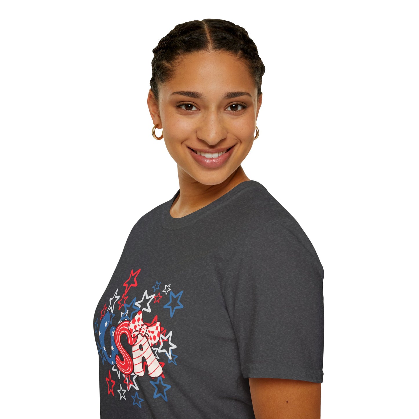 Patriotic Unisex T-Shirt for Independence Day, July 4th Celebration, Star-Patterned Tee, USA Graphic Top, Casual American Apparel