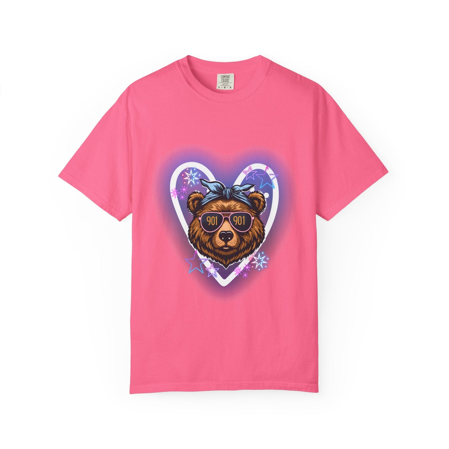 Neon Memphis Bear Graphic T-Shirt, Unisex Fashion Tee, Trendy Apparel, Memphis Grizz, 901 Memphis, Retro Design, Comfort Colors, Memphis Basketball Fan