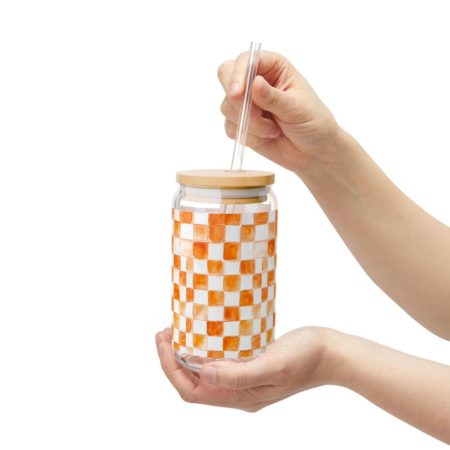 Tennessee Checkered 16oz Sipper Glass, Tennessee Checkered Chic - Stylish Drinkware for Home, Parties, Gifts