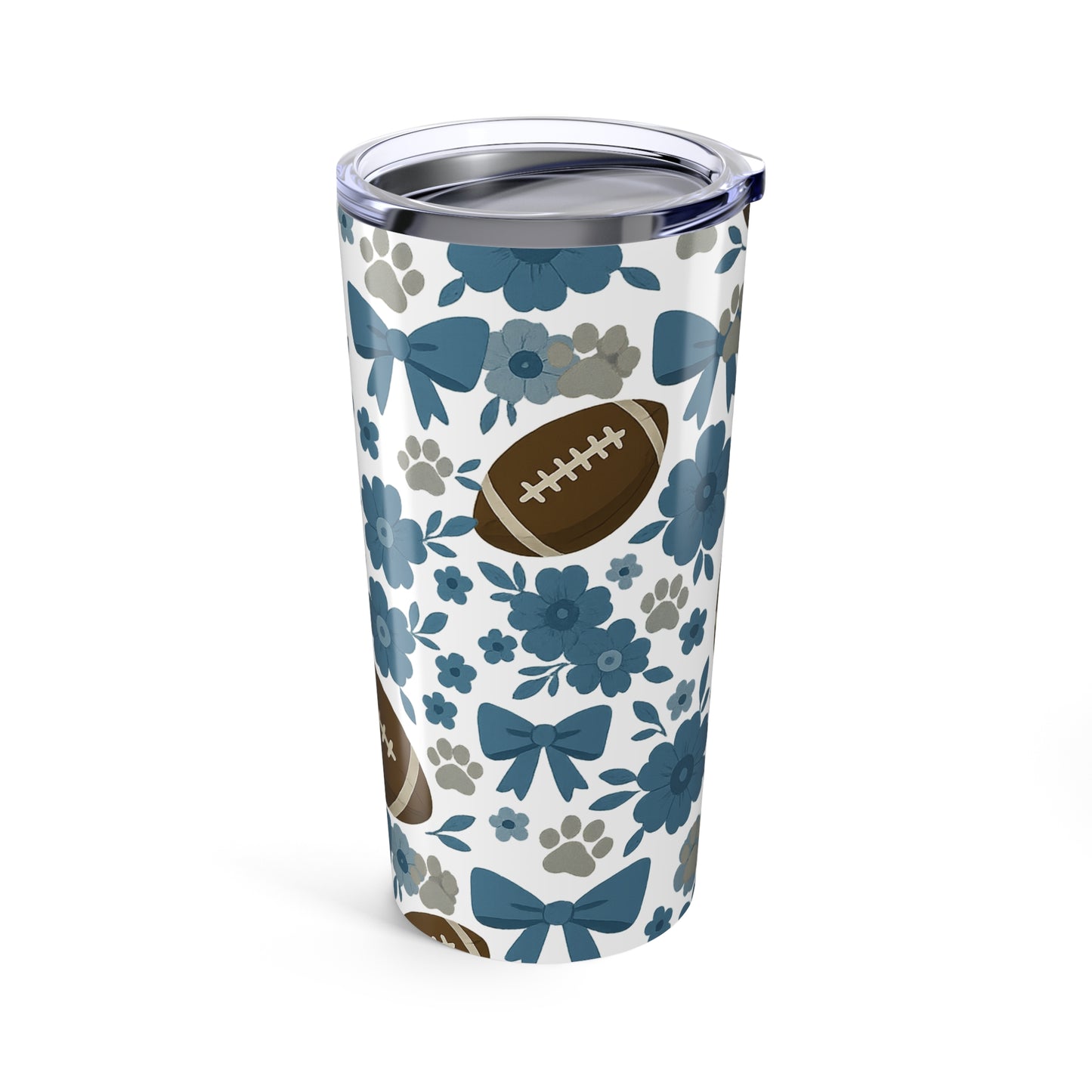Floral Football Tumbler 20oz, Memphis Tigers