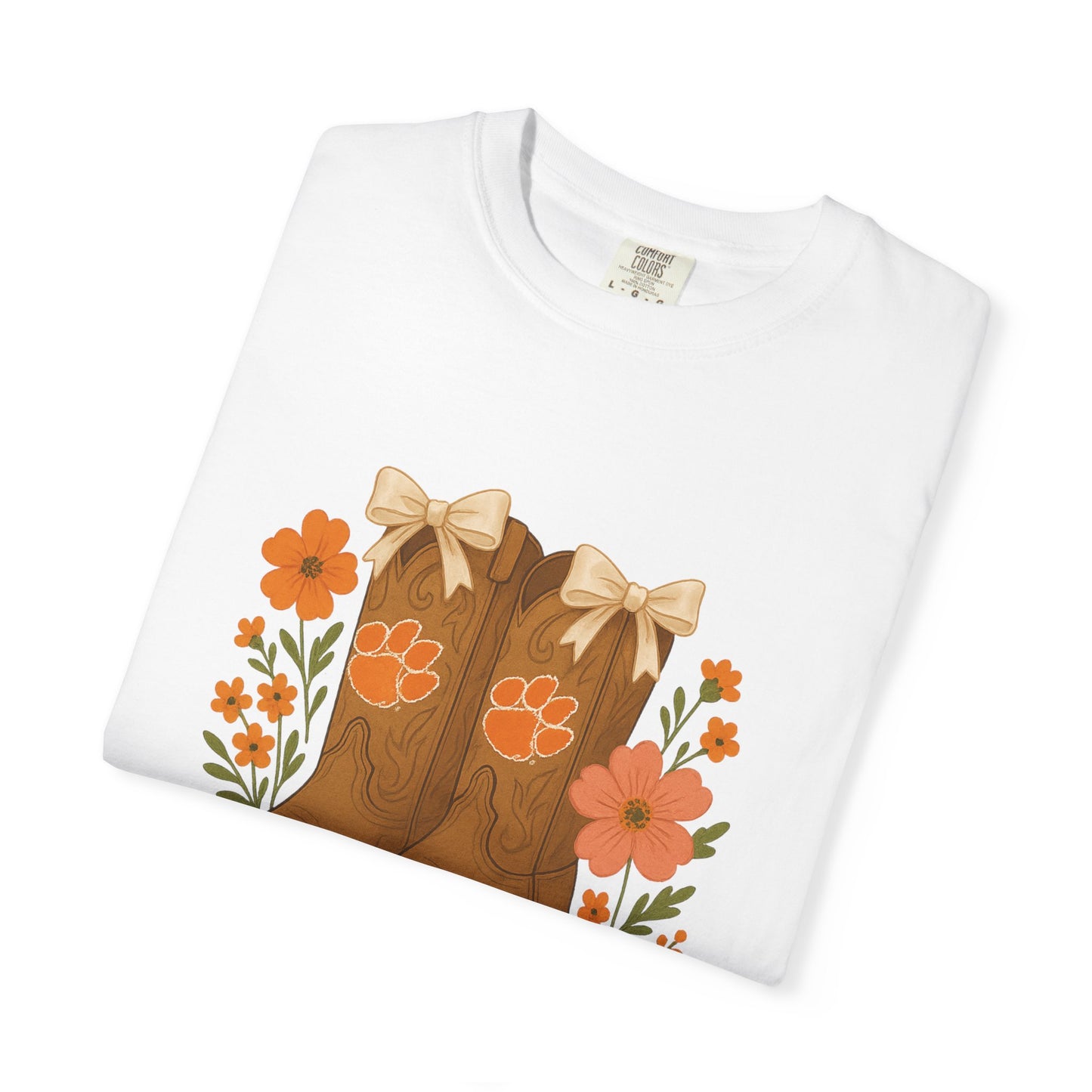 Cowgirl Boots Floral T-Shirt, Go Tigers Game Day, Comfort Colors
