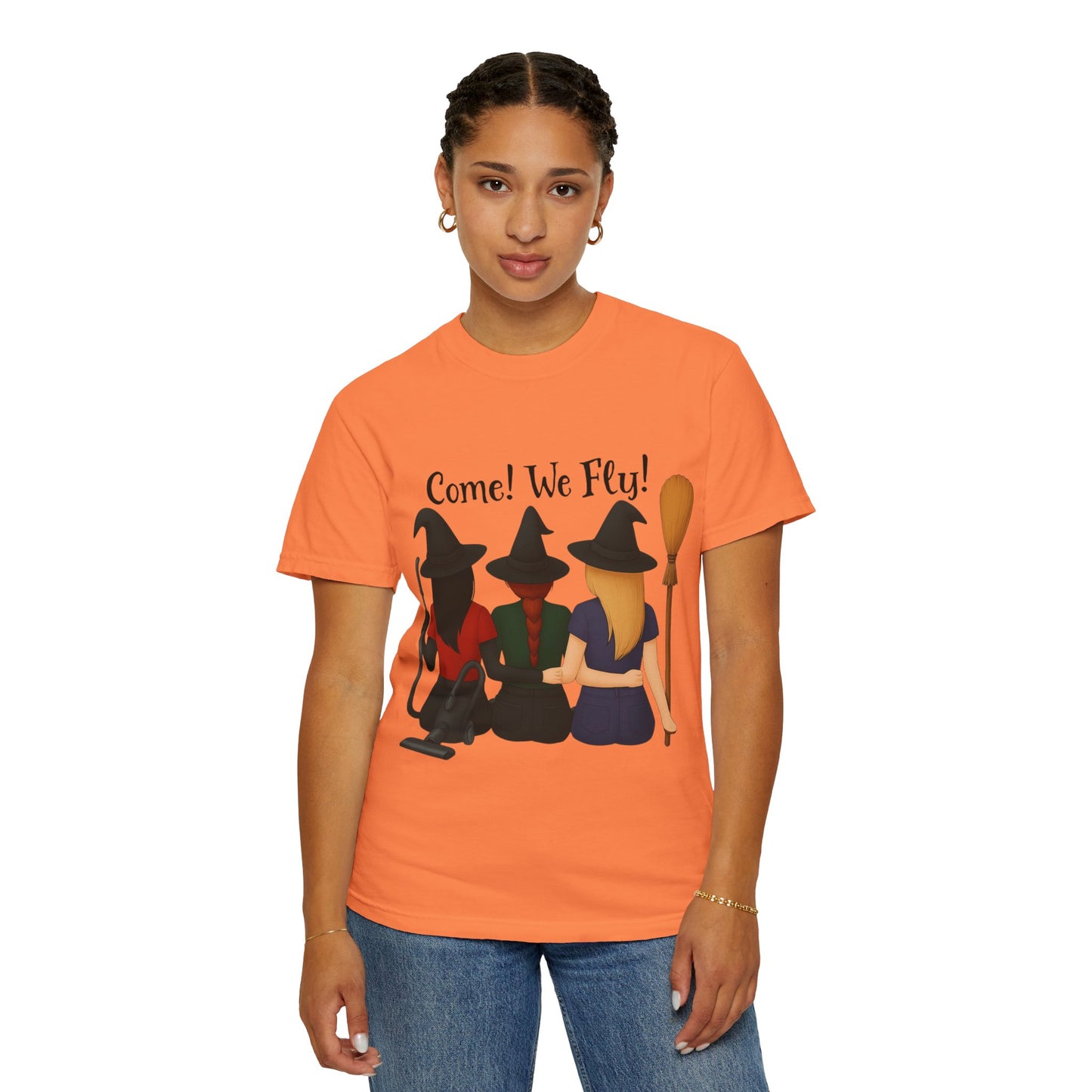 Witchy Halloween T-shirt - Come We Fly Unisex Garment-Dyed Tee