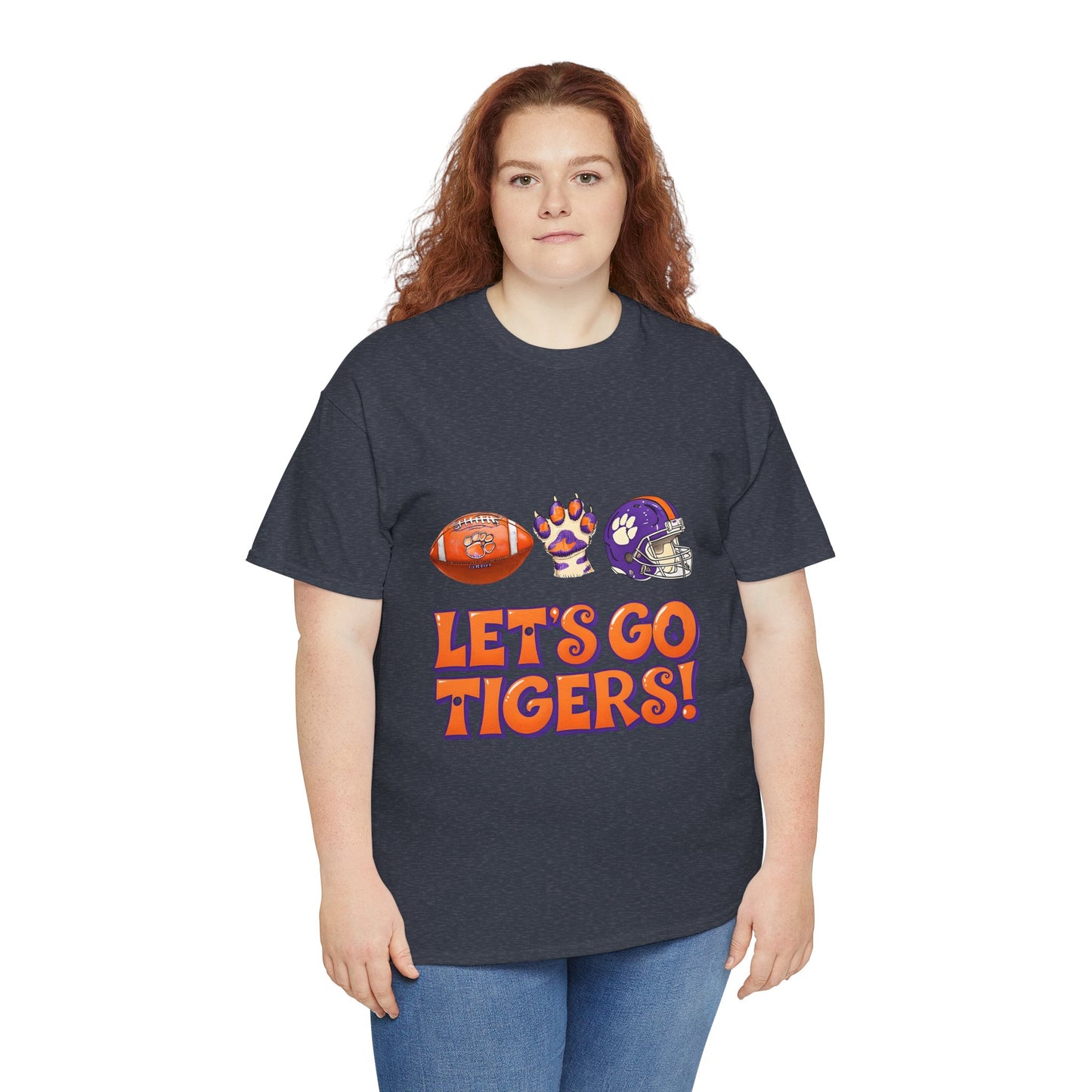 Unisex Heavy Cotton Tee - Let's Go Tigers! Sports Fan Tee, Game Day Shirt, Tailgate Apparel, Team Pride Top, College Football Gear