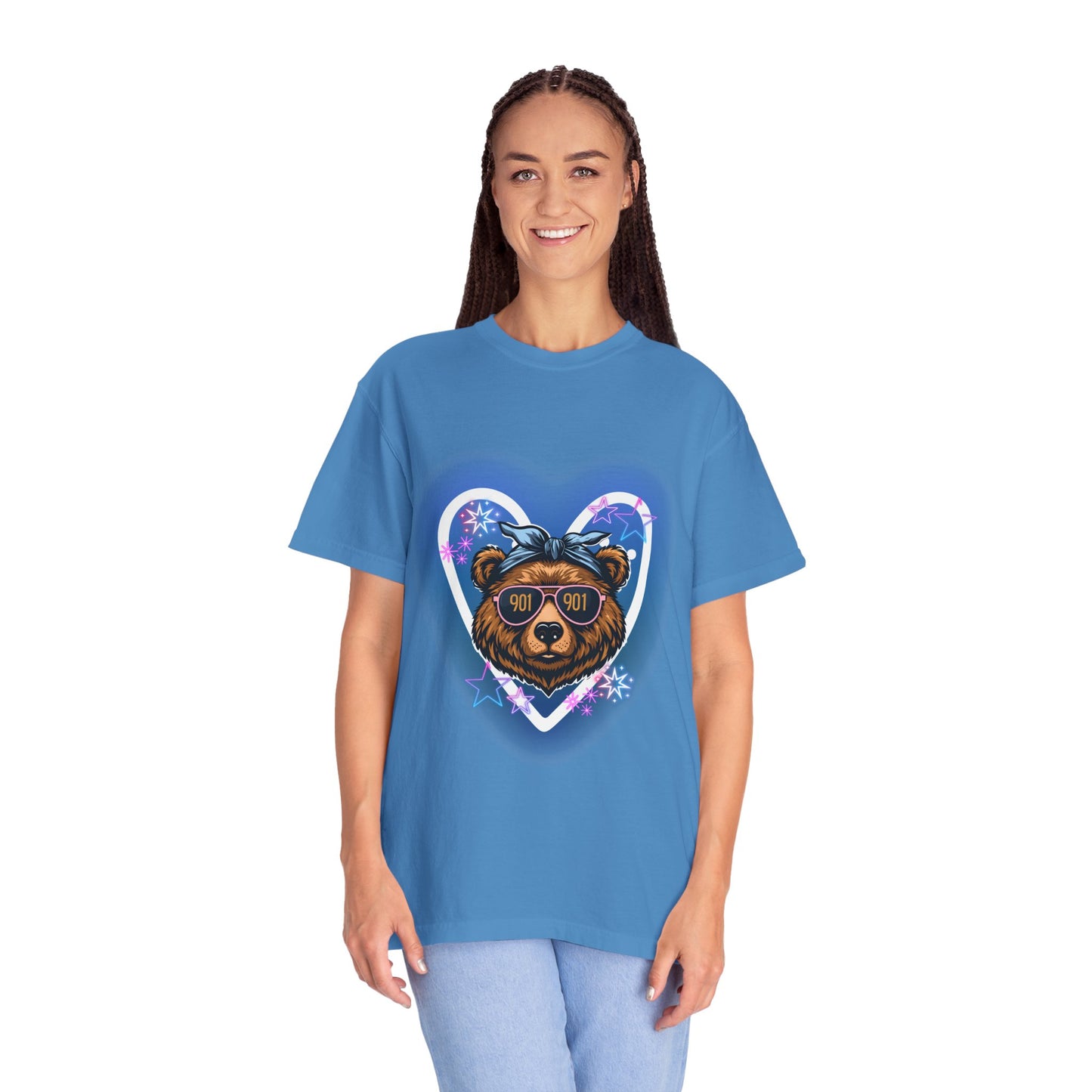 Neon Memphis Bear Graphic T-Shirt, Unisex Fashion Tee, Trendy Apparel, Memphis Grizz, 901 Memphis, Retro Design, Comfort Colors, Memphis Basketball Fan