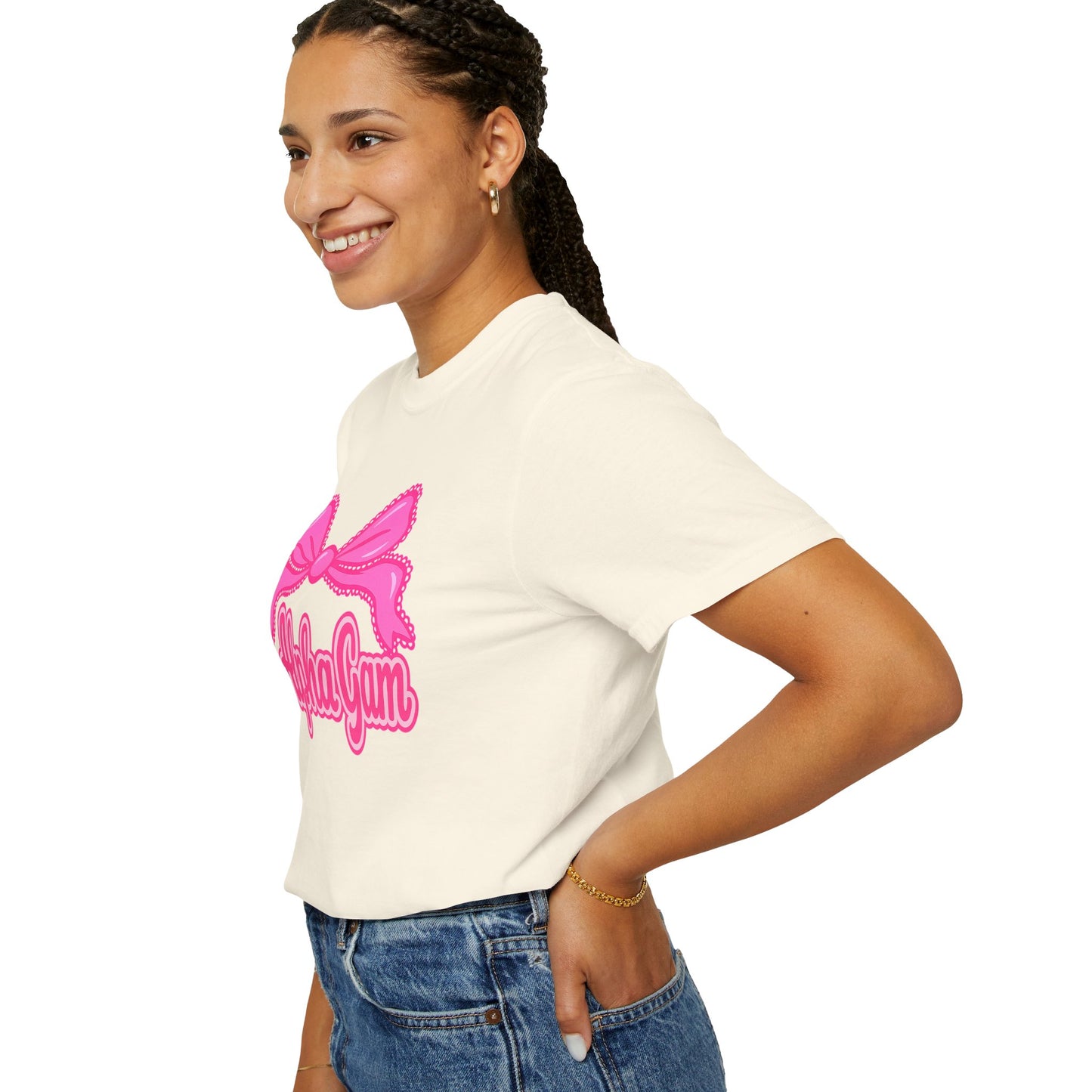AlphaGam Bow T-Shirt | Unisex Garment-Dyed Tee for Sorority Sisters, College Apparel, Gifts for Greek Life, Casual Outfit, Sorority [...]