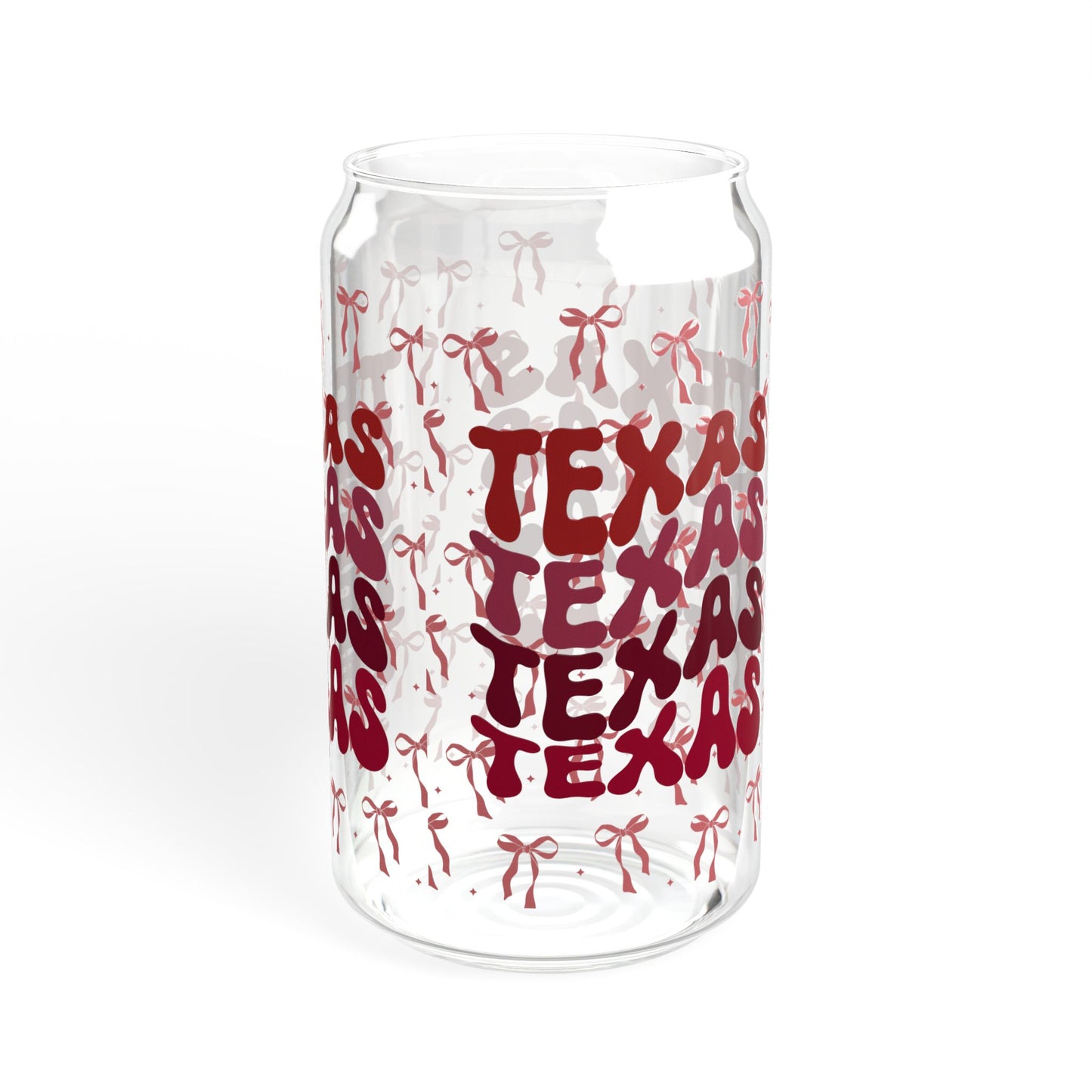 Coquette Bow Texas Sipper Glass, 16oz Travel Mug, Gift for Texans, Summer Hydration, Aggies Game Day, Eco-Friendly Drinkware, Graduation Gift