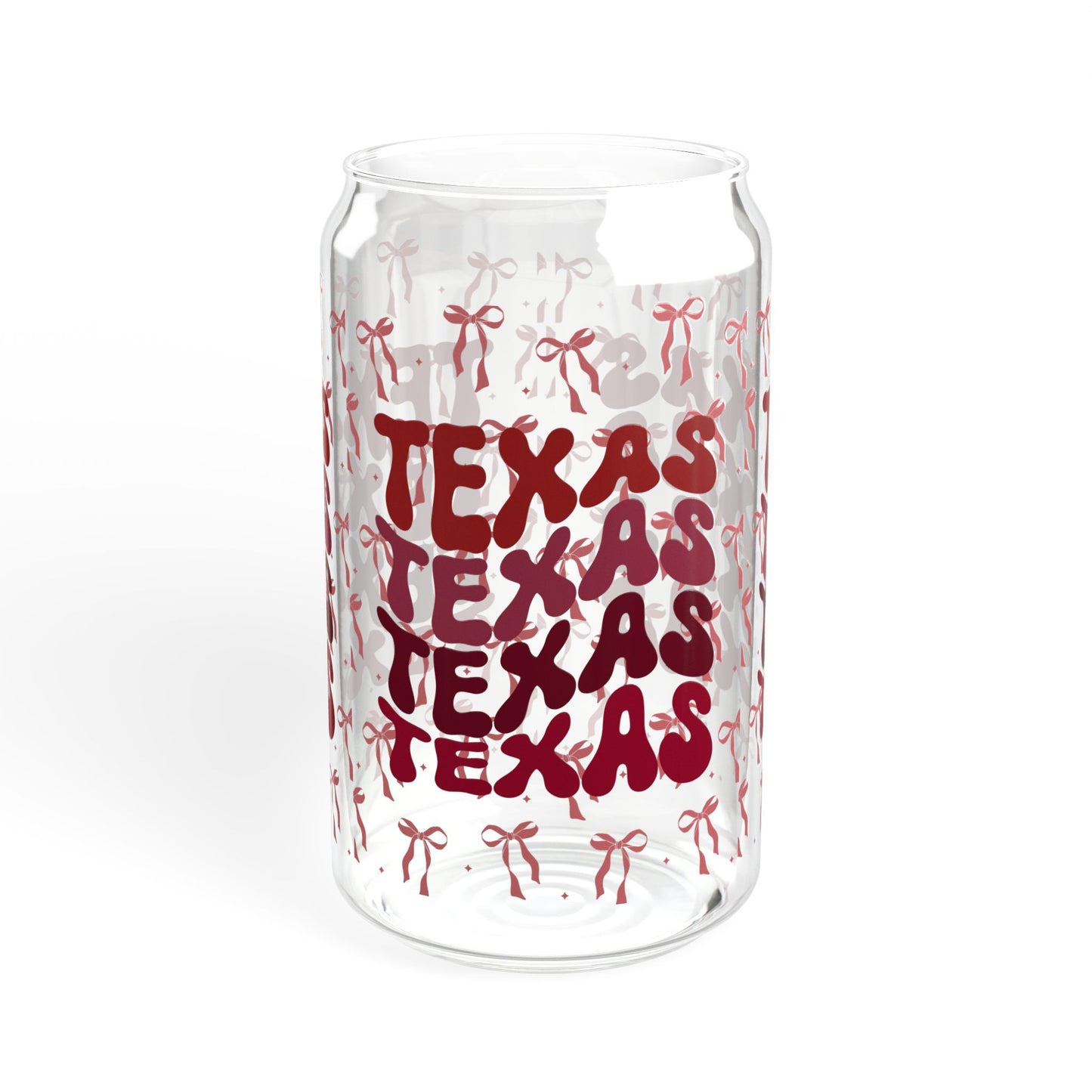 Coquette Bow Texas Sipper Glass, 16oz Travel Mug, Gift for Texans, Summer Hydration, Aggies Game Day, Eco-Friendly Drinkware, Graduation Gift