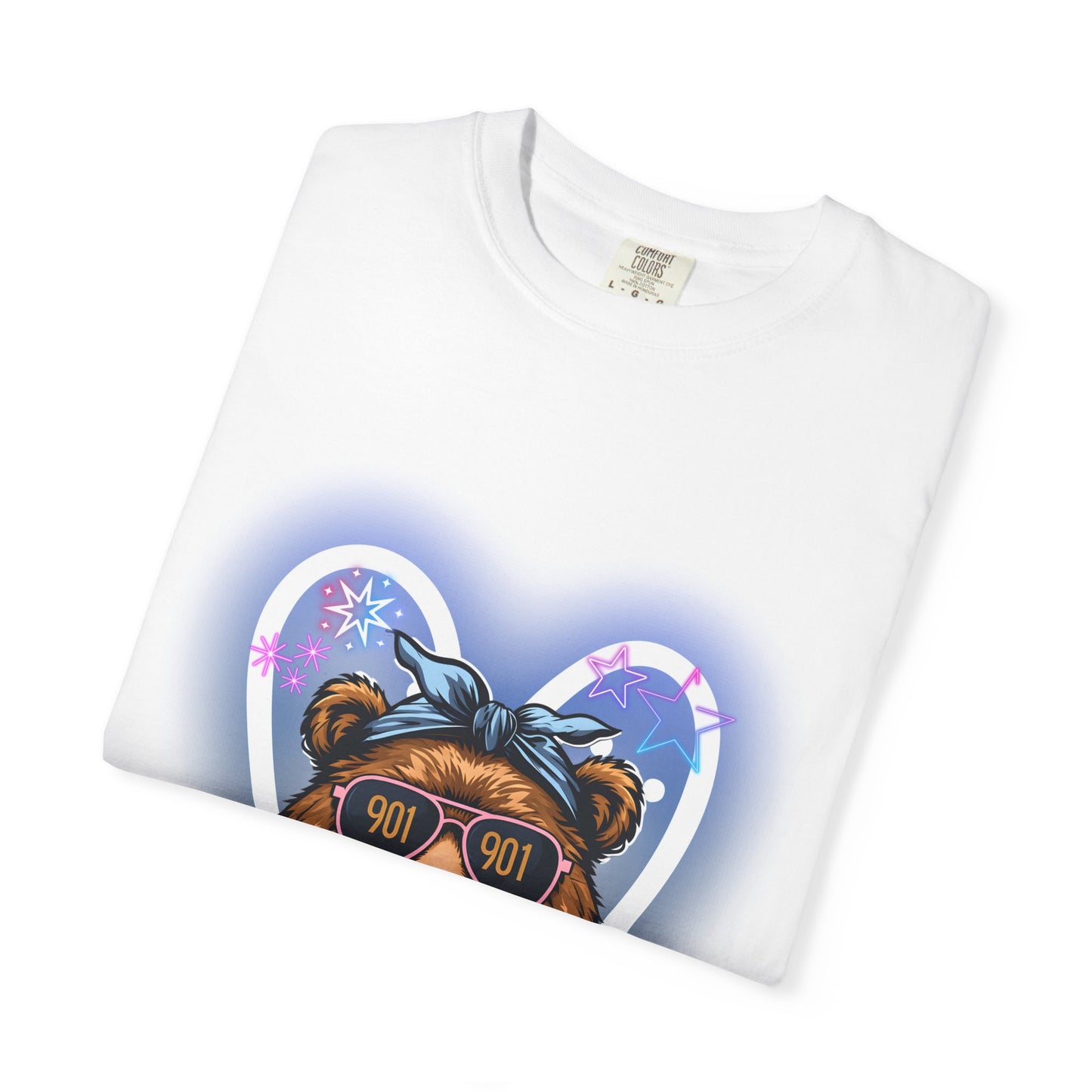 Neon Memphis Bear Graphic T-Shirt, Unisex Fashion Tee, Trendy Apparel, Memphis Grizz, 901 Memphis, Retro Design, Comfort Colors, Memphis Basketball Fan