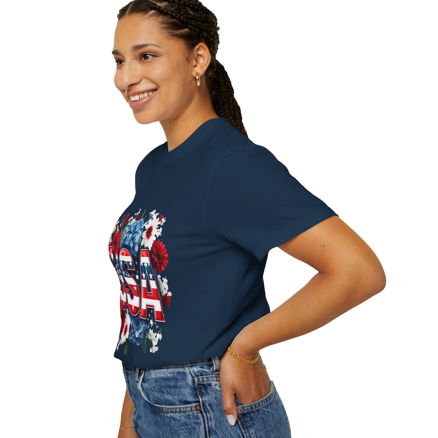 Patriotic Floral USA T-Shirt
