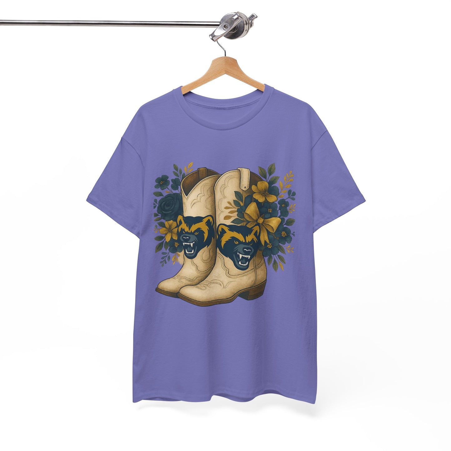 Graphic Tee - Michigan Wolverines Maize and Blue Country Chic Floral Cowboy Boots Vintage Style Shirt