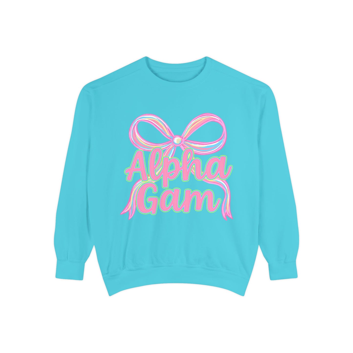 AlphaGam Unisex Garment-Dyed Sweatshirt, Sorority Sweatshirt, Cozy Gift, Casual Outfit, College Apparel, Sorority Merchandise