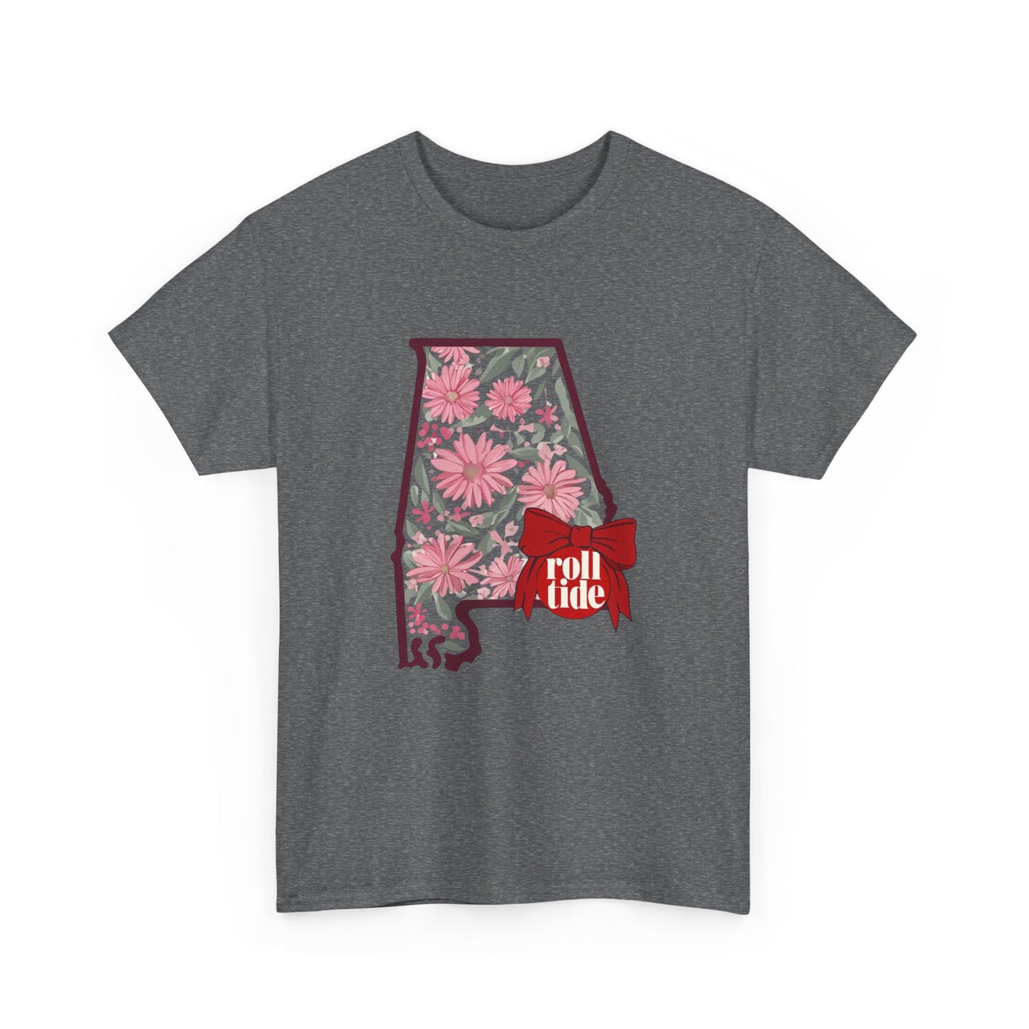 Floral Alabama Tee - Roll Tide Unisex Heavy Cotton T-Shirt, Casual Wear, Game Day Outfit, College Apparel, Southern Pride
