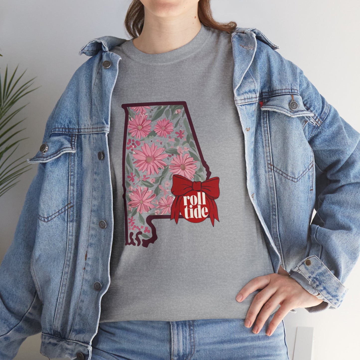 Floral Alabama Tee - Roll Tide Unisex Heavy Cotton T-Shirt, Casual Wear, Game Day Outfit, College Apparel, Southern Pride