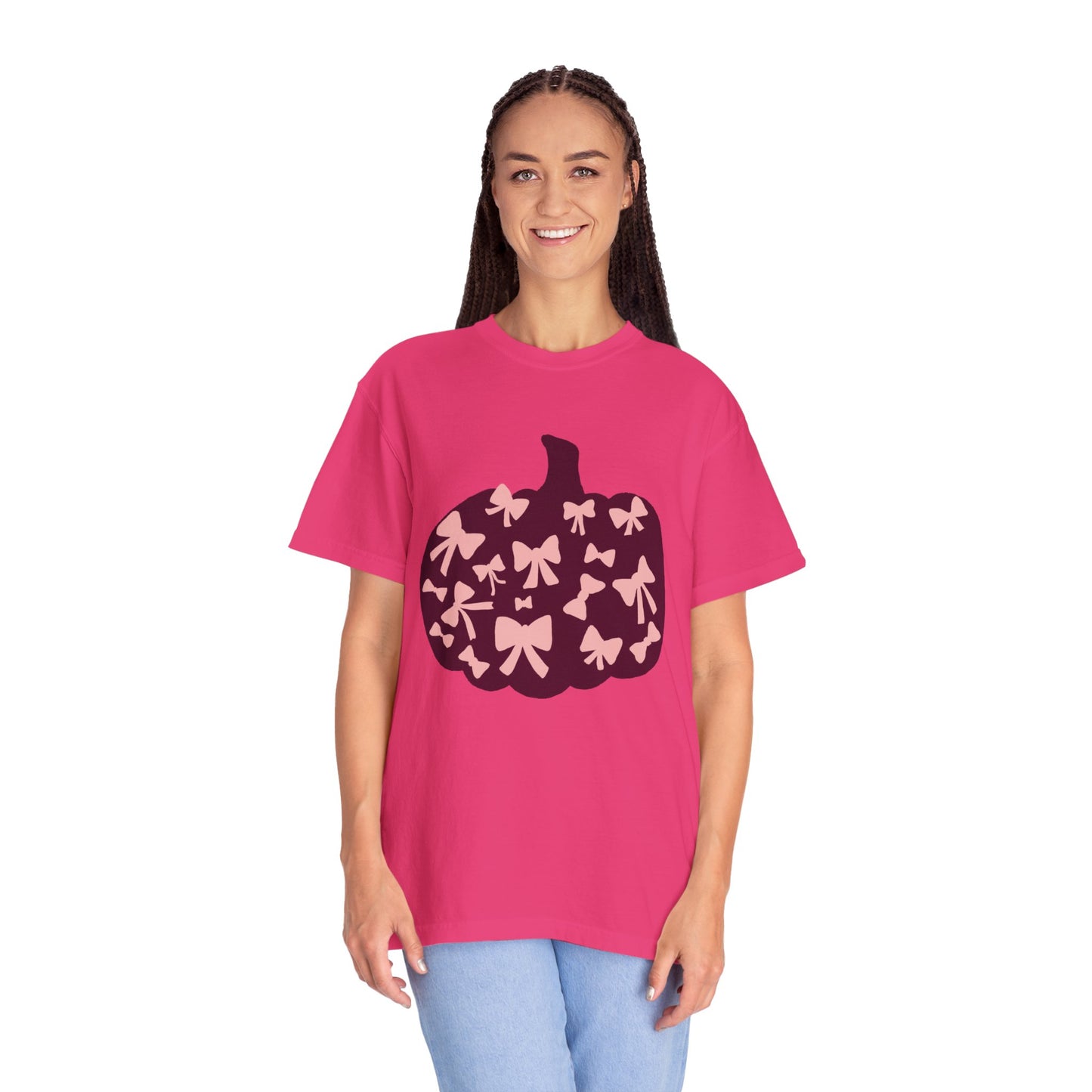 Pumpkin Bow Graphic Tee | Unisex Fall T-Shirt, Halloween Top, Cute Autumn Shirt, Gift for Her, Festival Wear