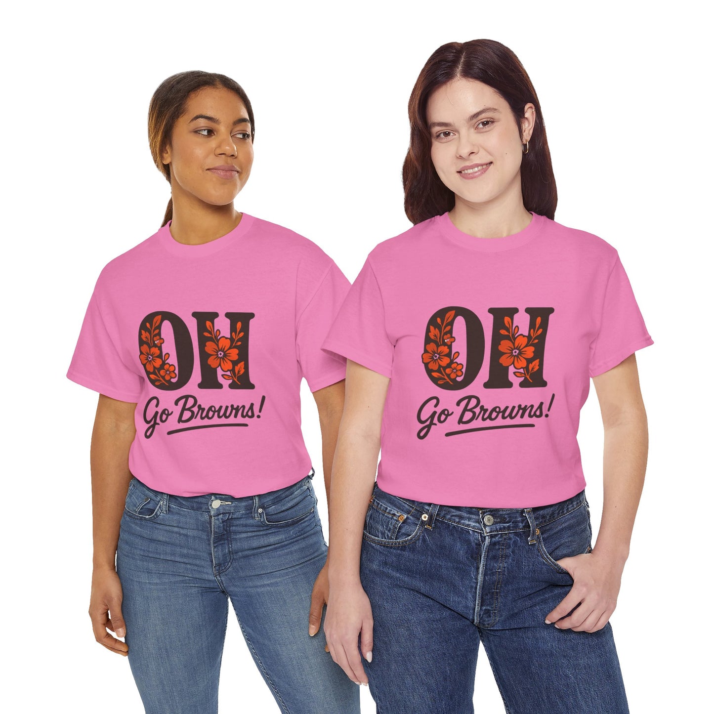 OH Go Browns Floral Unisex Tee, Fan Apparel, Game Day Shirt, Casual Wear, Gift for Sports Lovers