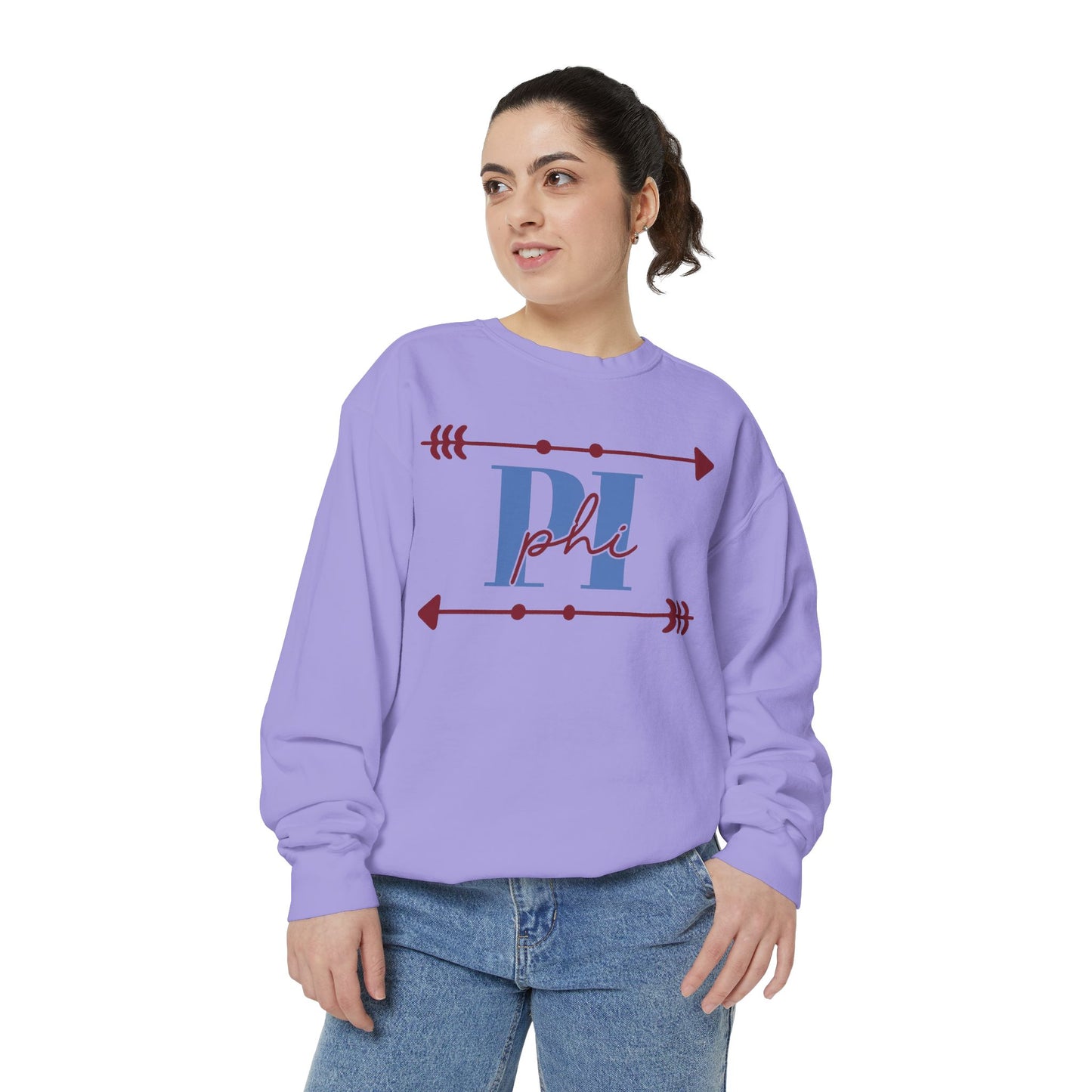 Phi Garment-Dyed Sweatshirt - Cozy Casual Unique Gift College Apparel Graduation Outfit