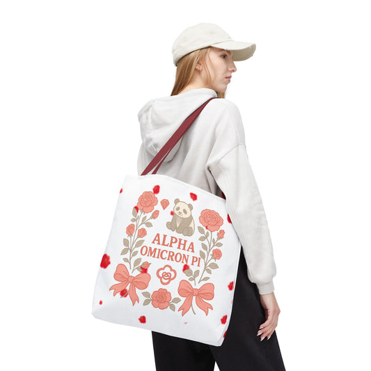 Floral Alpha Omicron Pi Tote Bag, Sorority Tote, Gift for Sisters, College Bag, Cute Everyday Tote