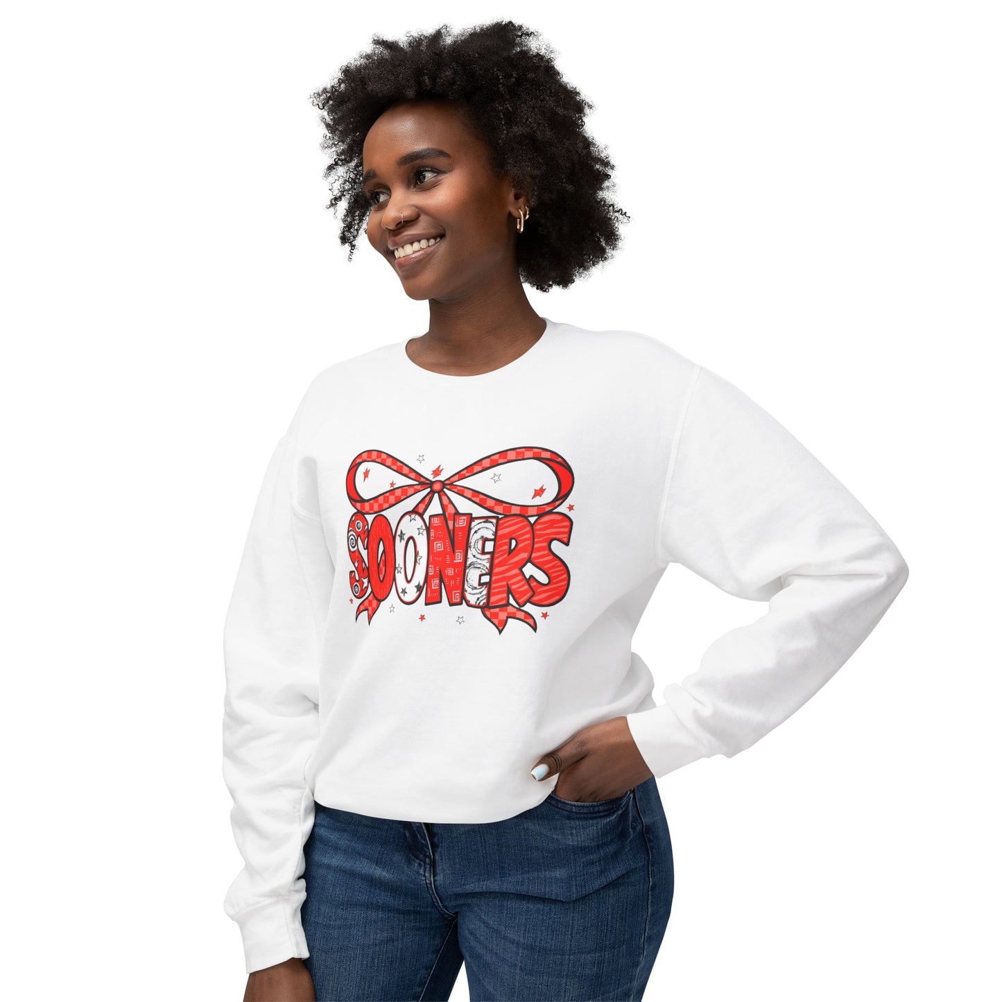 Festive Crewneck Sweatshirt with Cheerful Bow Design