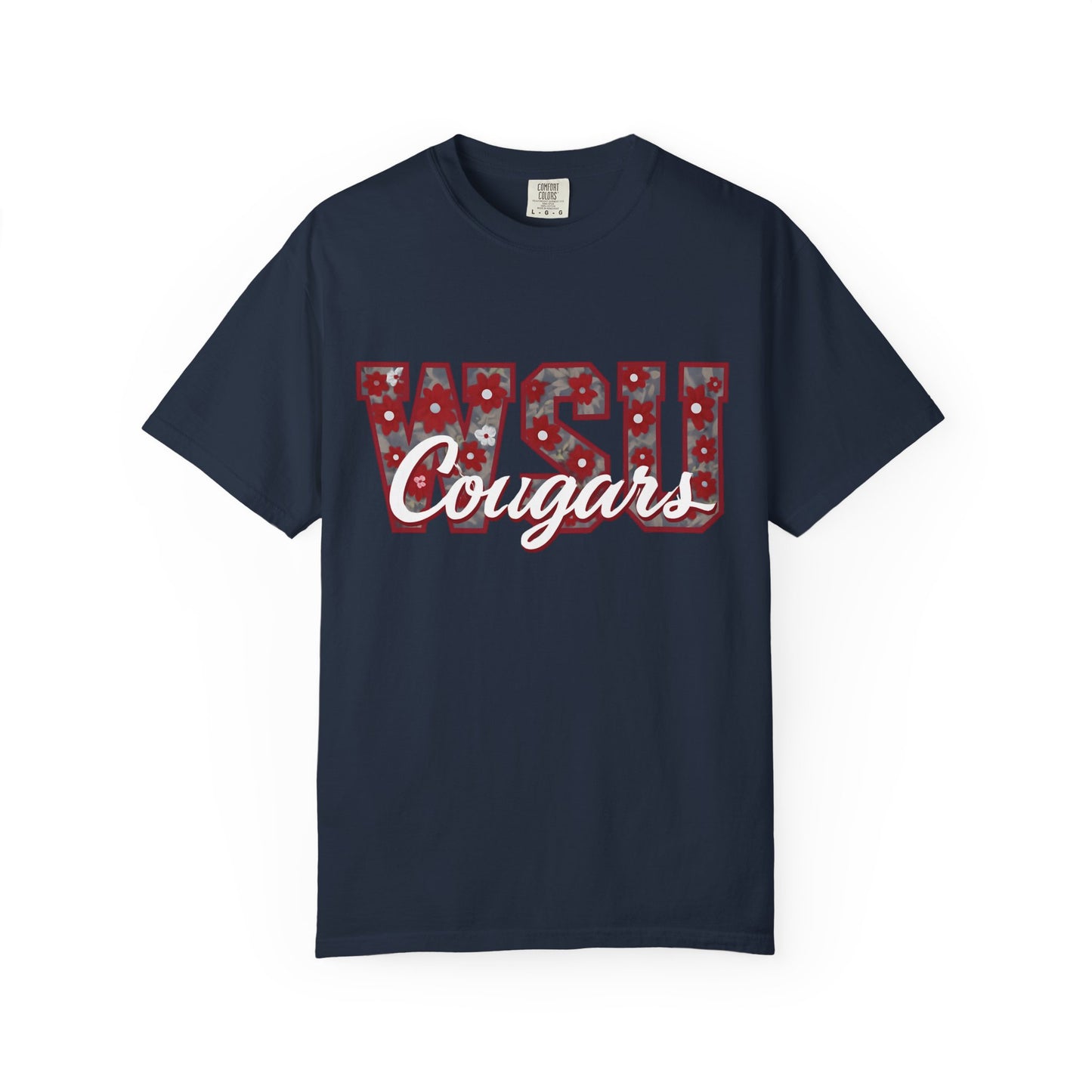 Garment-Dyed T-Shirt with WSU Cougars Design, Casual Wear, College Apparel, Sports Fan Gear, Comfortable Lifestyle Top, WSU Cougars