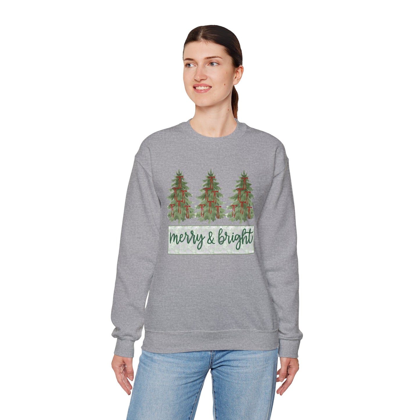 Merry & Bright Crewneck Sweatshirt | Cozy Holiday Gift, Unisex Apparel, Christmas Sweatshirt, Festive Fashion, Winter Wardrobe Essential