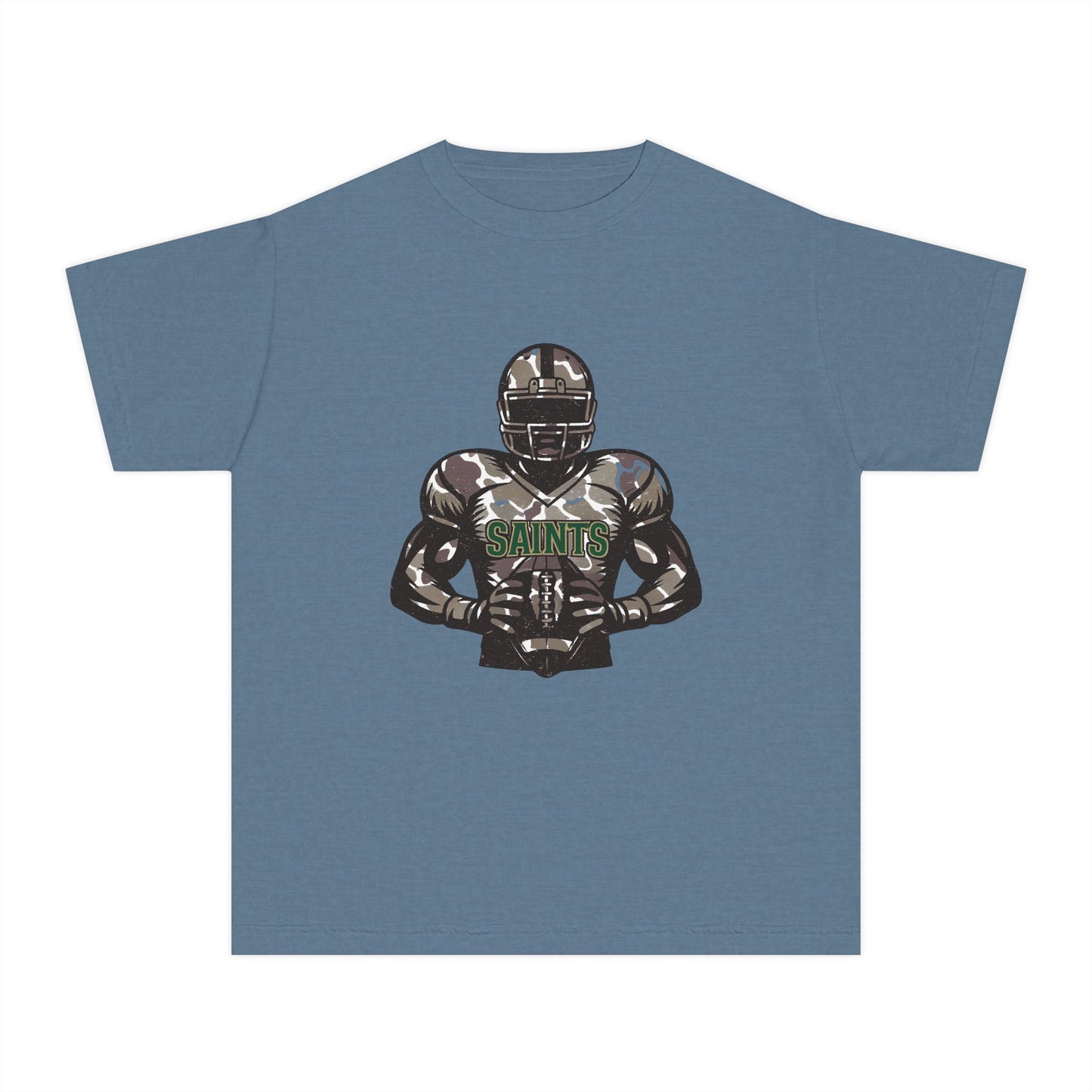 Youth Football Tee - Camouflage Print, Casual Sportswear, Game Day Apparel