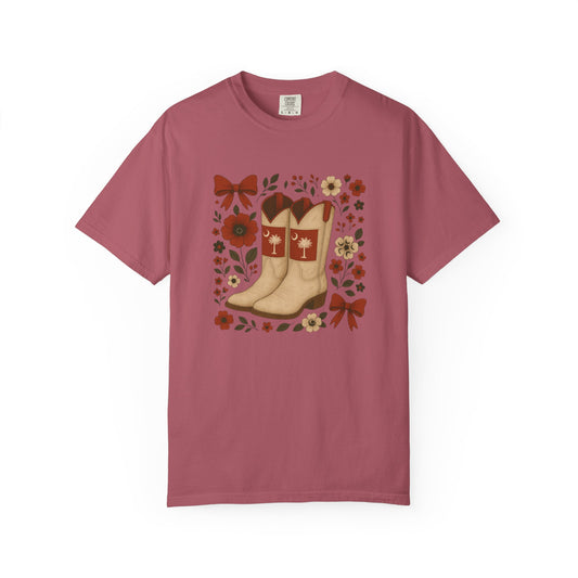 SC Rustic Floral Western Boots T-Shirt, Comfort Colors, Country Style Tee, Vintage Fashion Shirt, South Carolina Gamecocks, USC Game Day, Graduation Gift