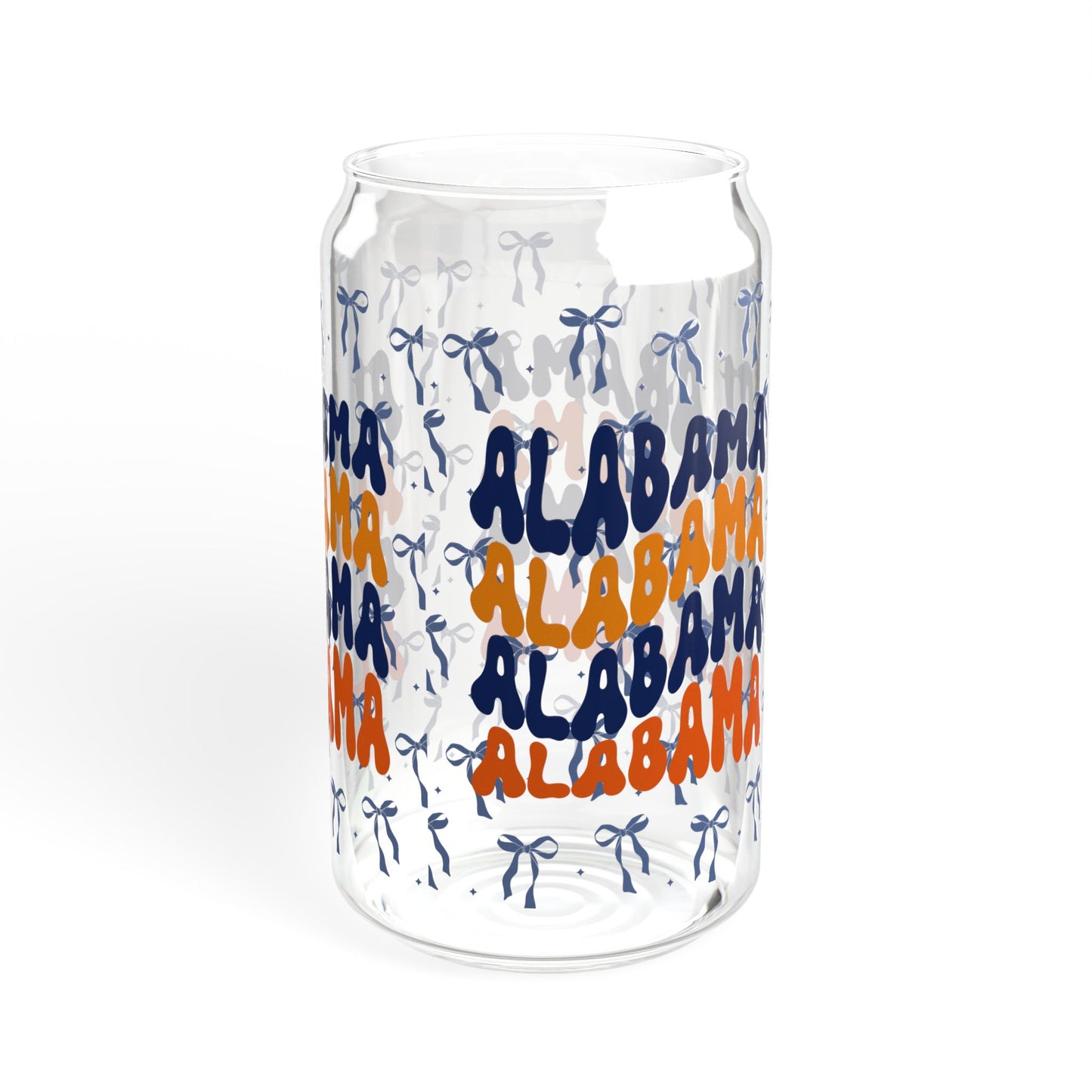 Coquette Bow AU Alabama Sipper Glass, 16oz - AU Tigers Game Day Drinkware, Summer Vibes, Eco-Friendly Beverage Container, Gift for Auburn Fans, Graduation Gift