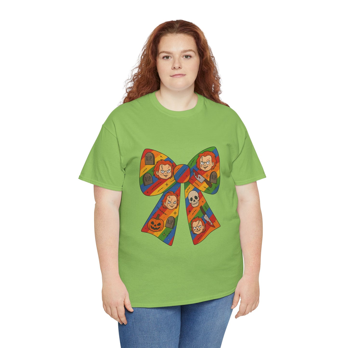 Colorful Halloween Bow Tee, Fun Costume T-Shirt, Halloween Party Shirt, Unisex Graphic Tee, Cozy Everyday Wear, Unique Gift Idea