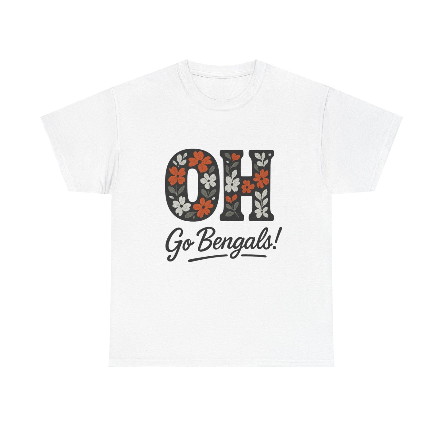 Bengals Floral Tee - Unisex Heavy Cotton