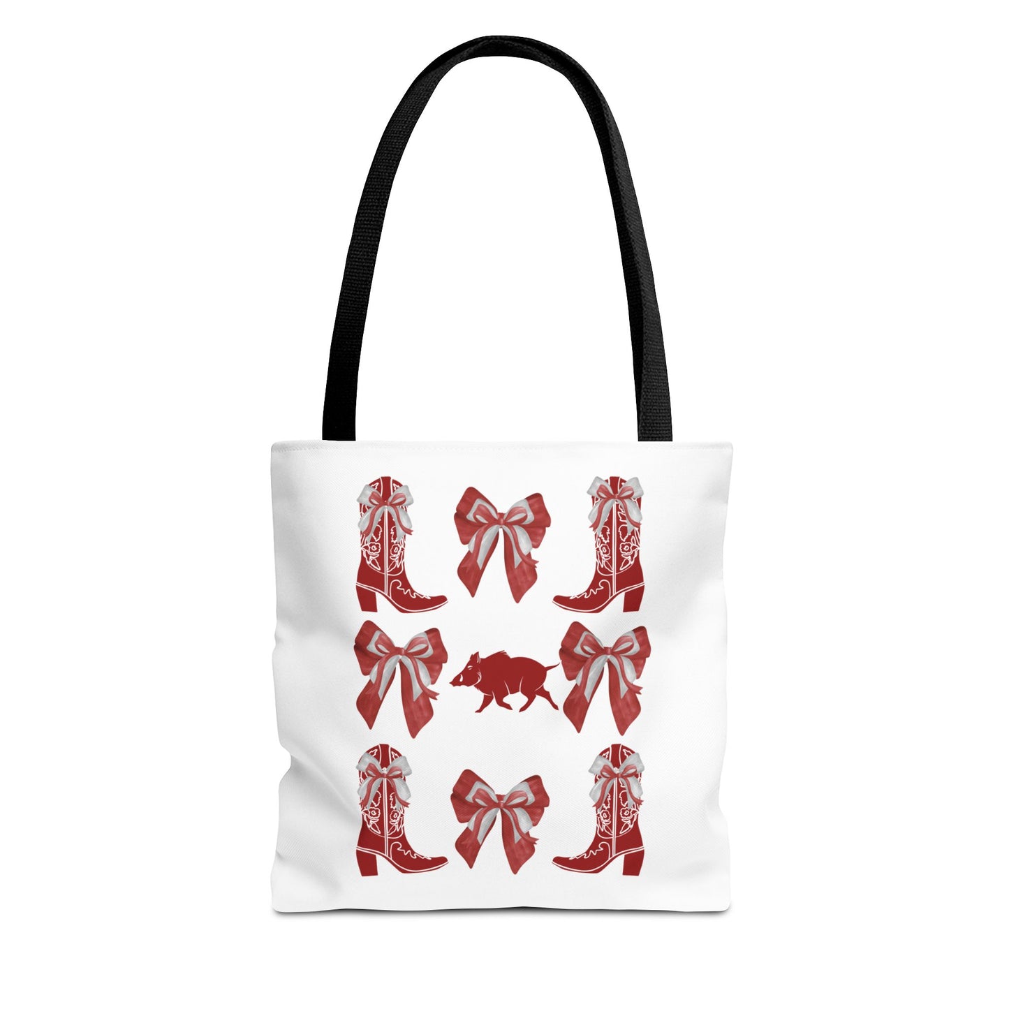 Arkansas Coquette Bow Chic Tote Bag - Stylish Carryall for Cowgirls, Woo Pig Gifts, AR Razorback Fan Gift, Arkansas Game Day Tote, Graduation Gift, Arkansas Alumni