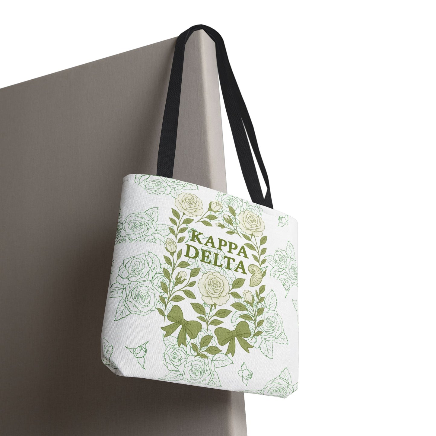 Elegant Kappa Delta Tote Bag, Floral AOP Design, Sorority Bag, Gift for Sisters, Eco-Friendly Shopping Bag