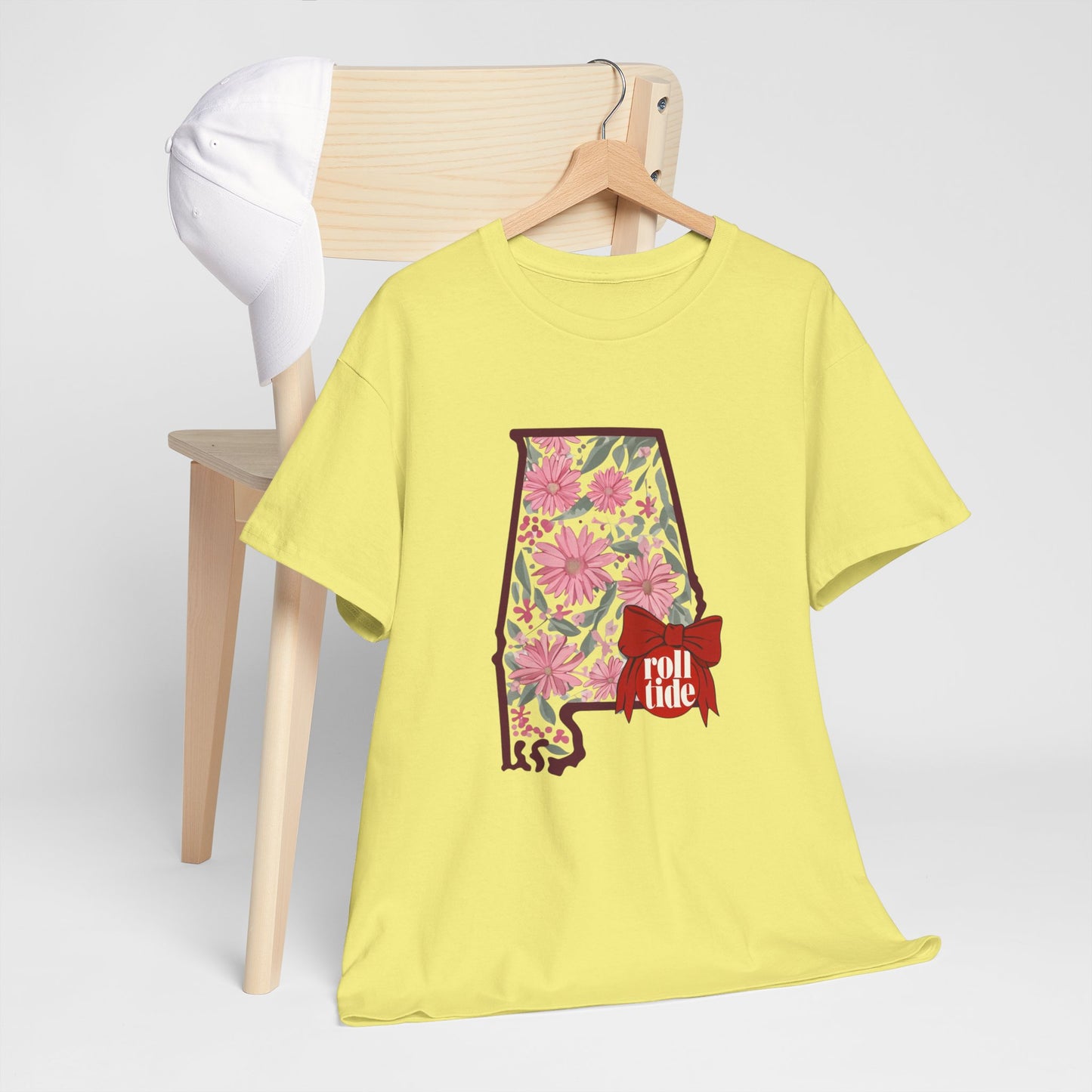 Floral Alabama Tee - Roll Tide Unisex Heavy Cotton T-Shirt, Casual Wear, Game Day Outfit, College Apparel, Southern Pride