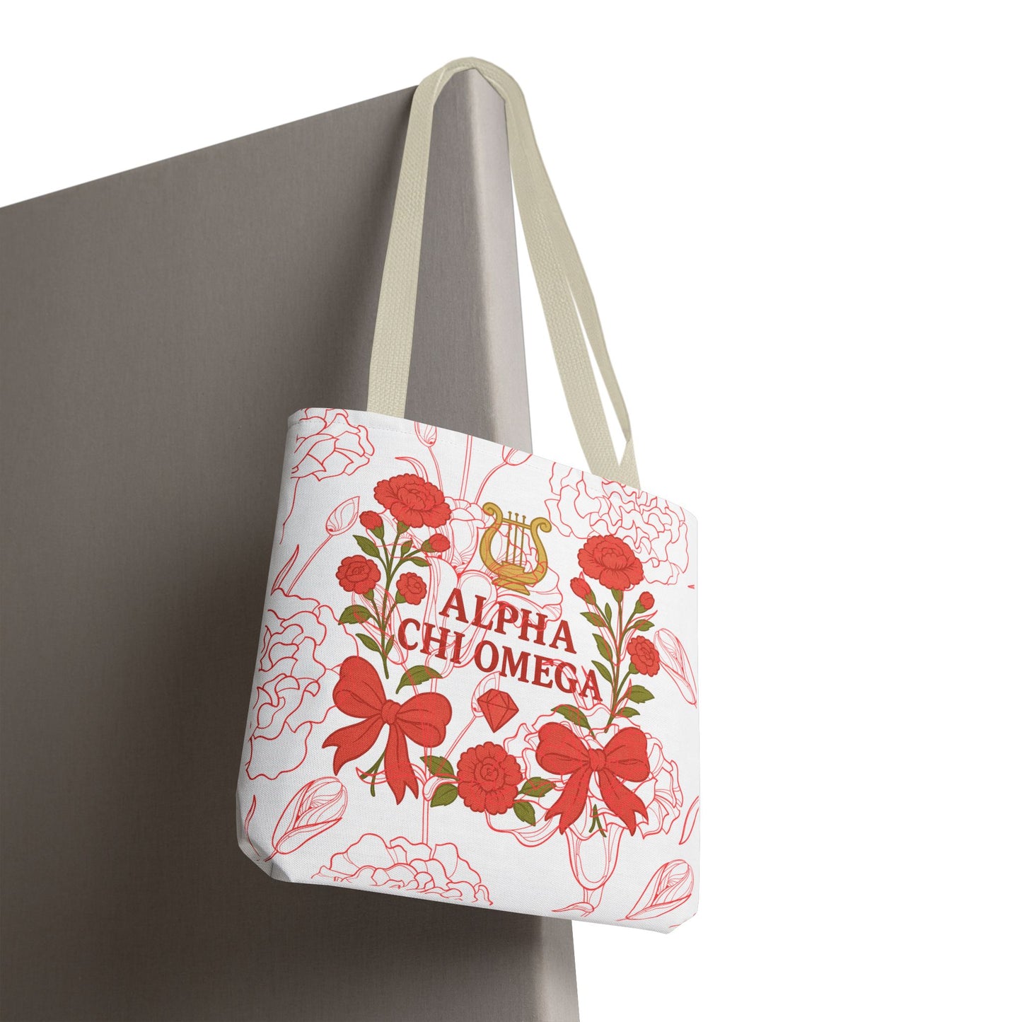 Floral Sorority Alpha Chi Omega Tote Bag, College Essentials, Gift for Sorority Sisters, Eco-Friendly Shopping Tote, Alpha Chi Omega Apparel