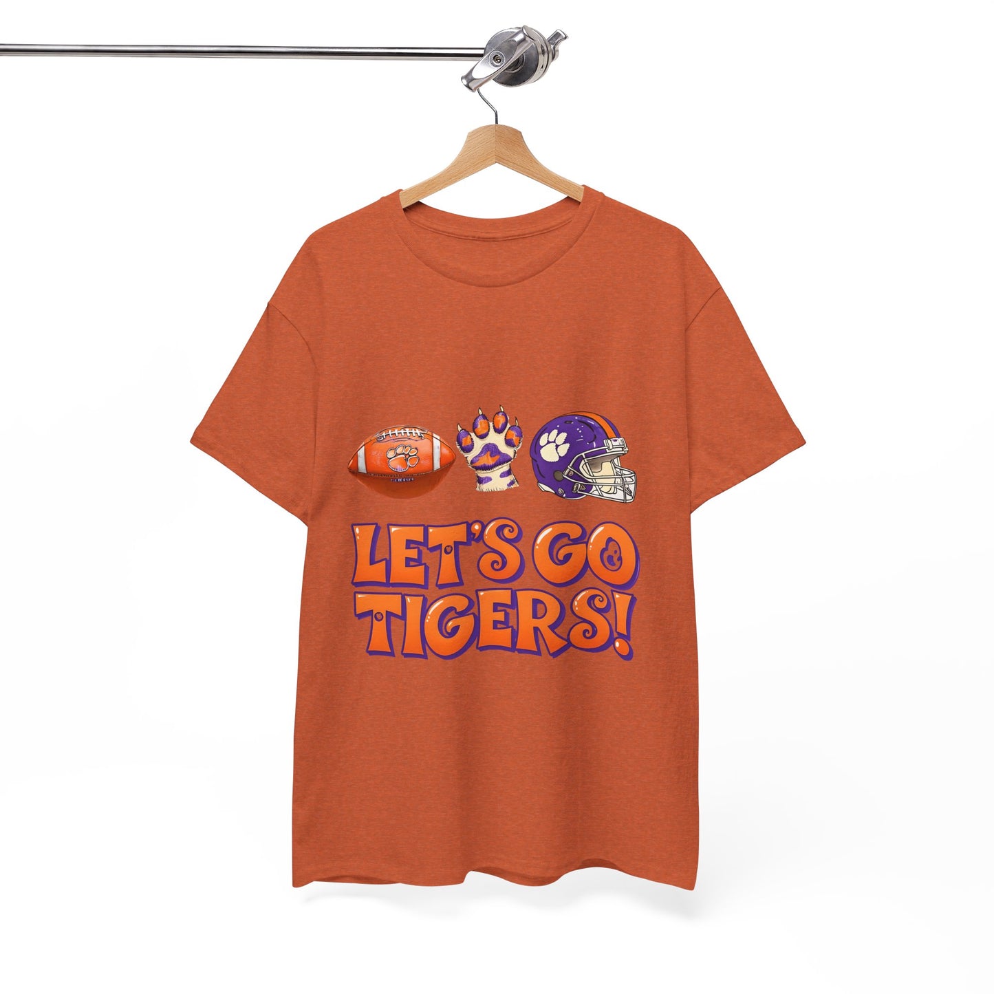 Unisex Heavy Cotton Tee - Let's Go Tigers! Sports Fan Tee, Game Day Shirt, Tailgate Apparel, Team Pride Top, College Football Gear