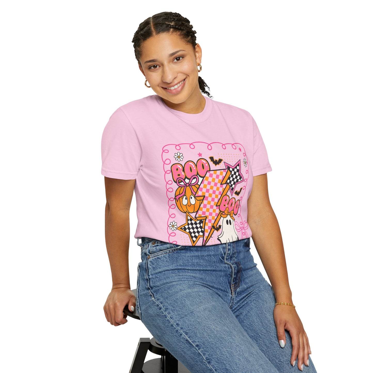 Retro Design Orange & Pink Unisex Halloween T-Shirt