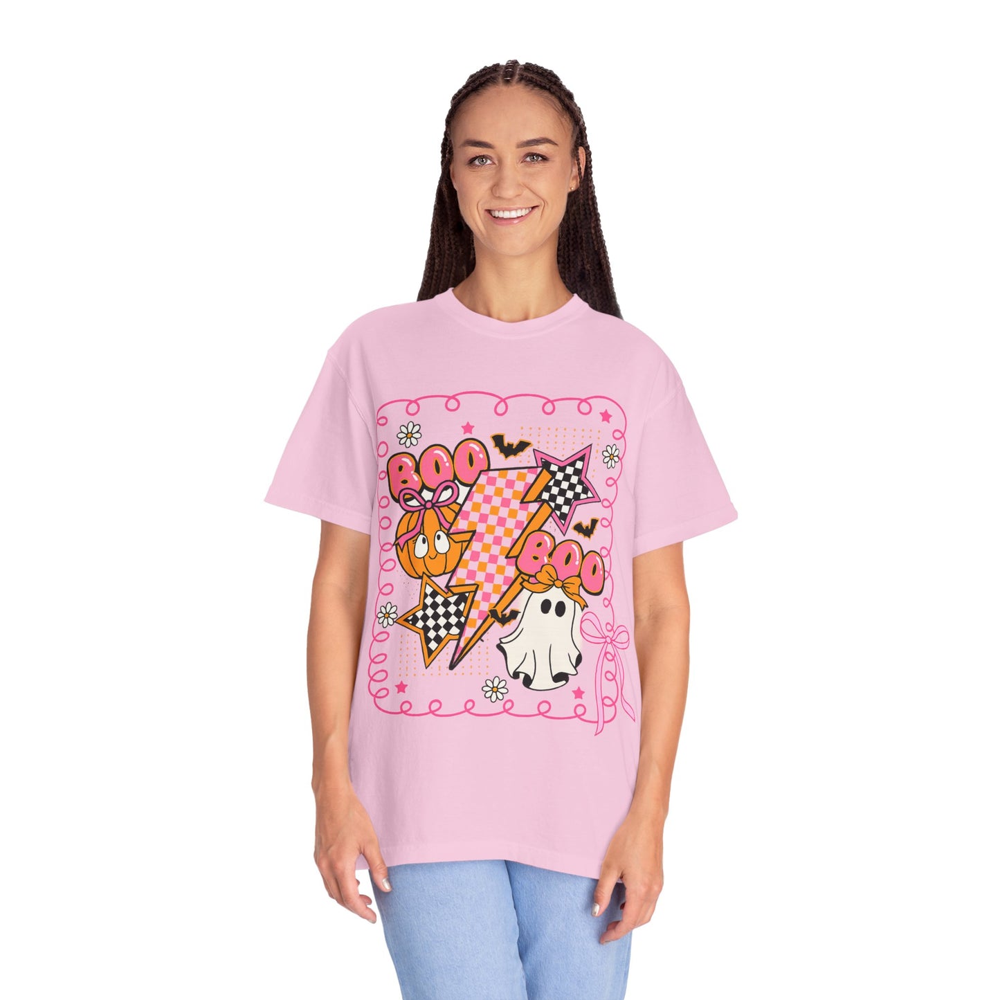 Retro Design Orange & Pink Unisex Halloween T-Shirt